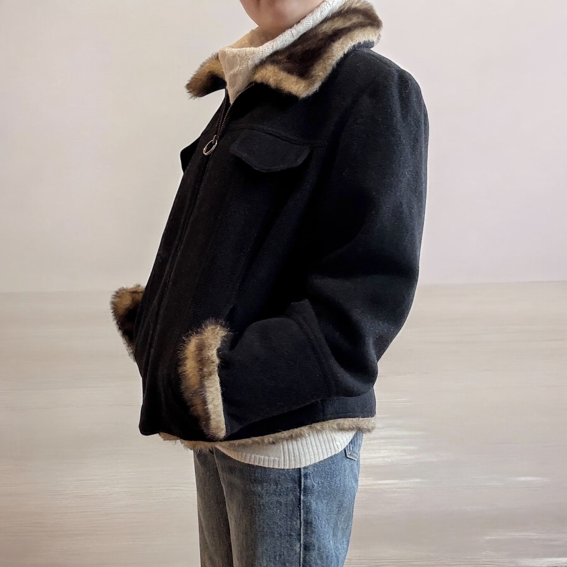 100% Wool Fur Bomber