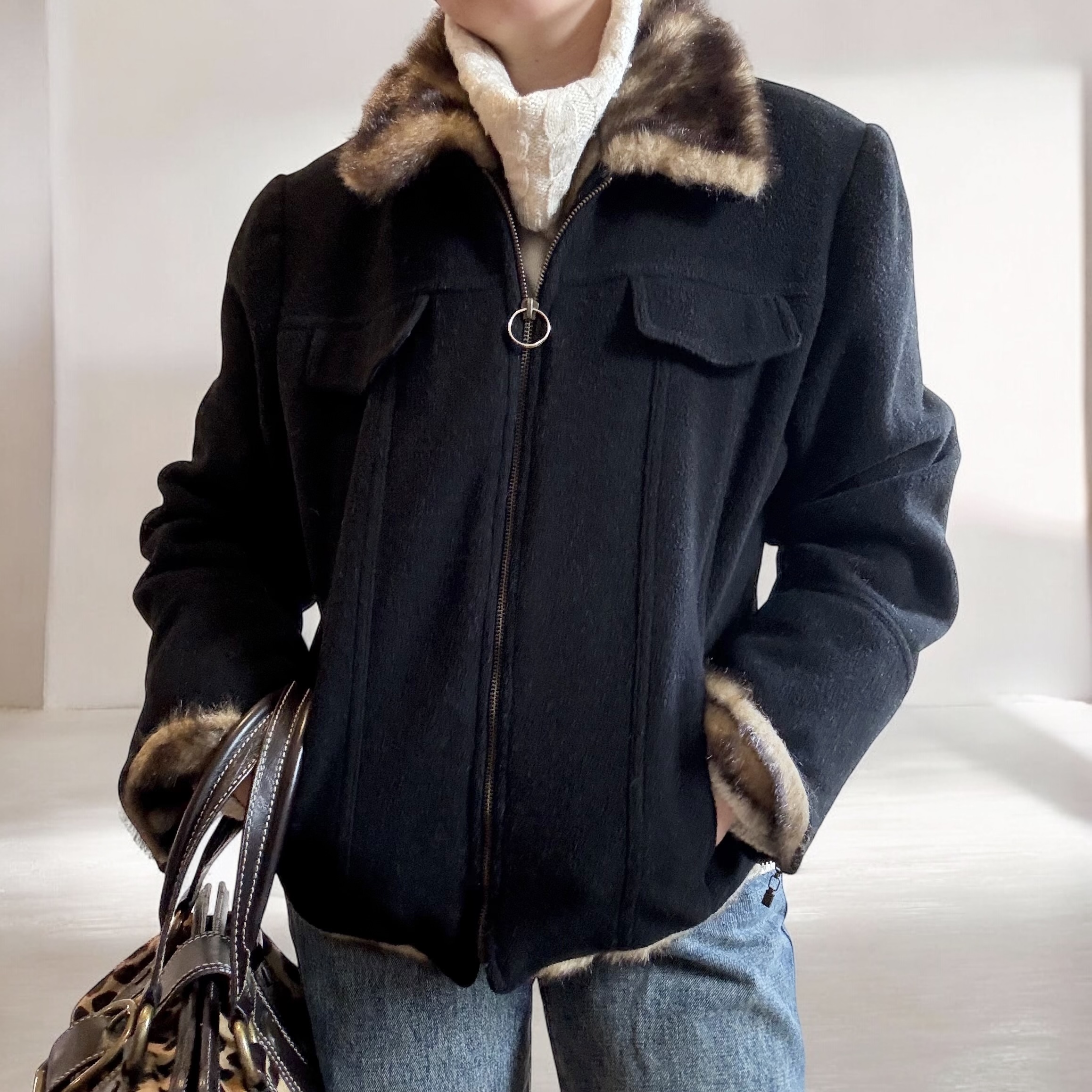 100% Wool Fur Bomber