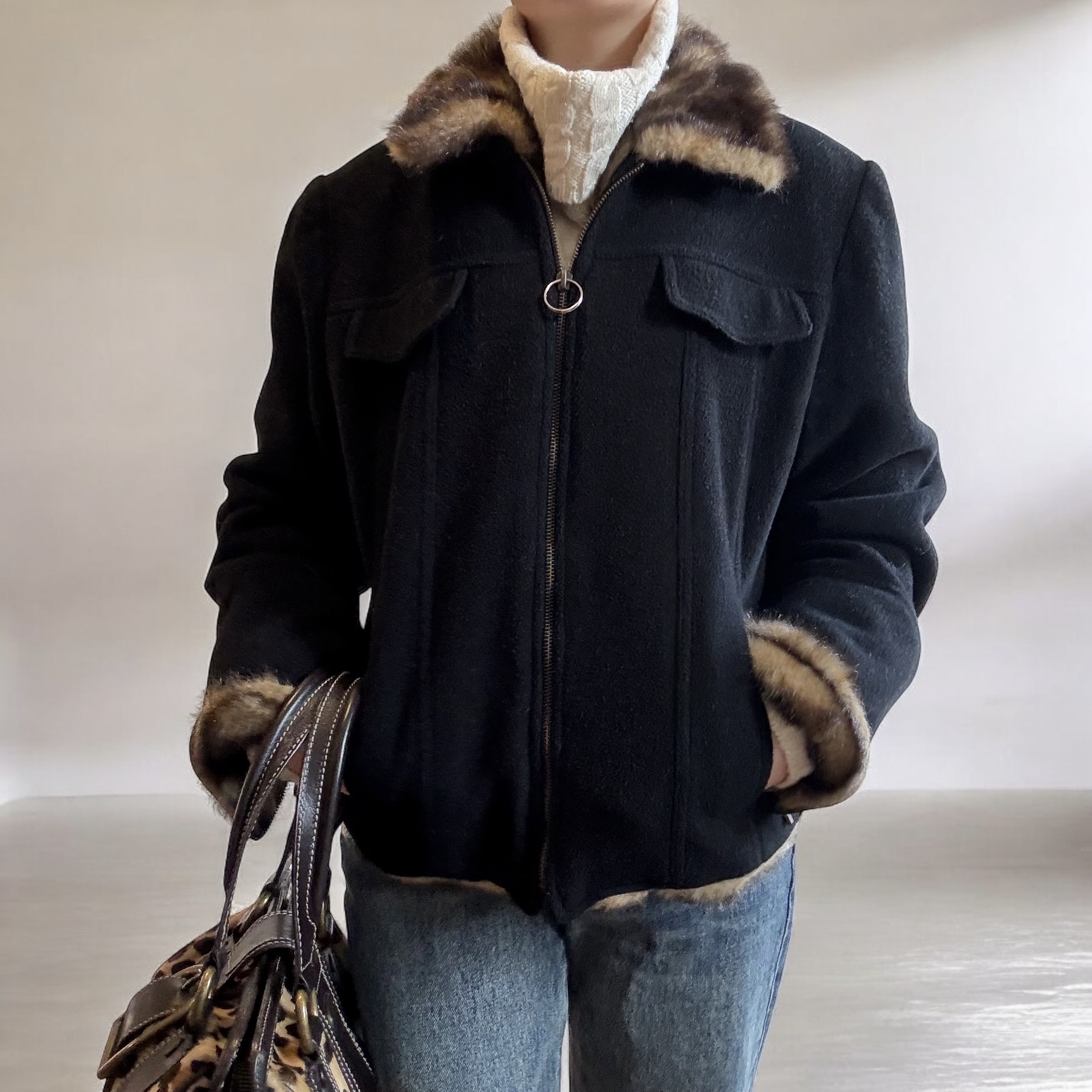 100% Wool Fur Bomber