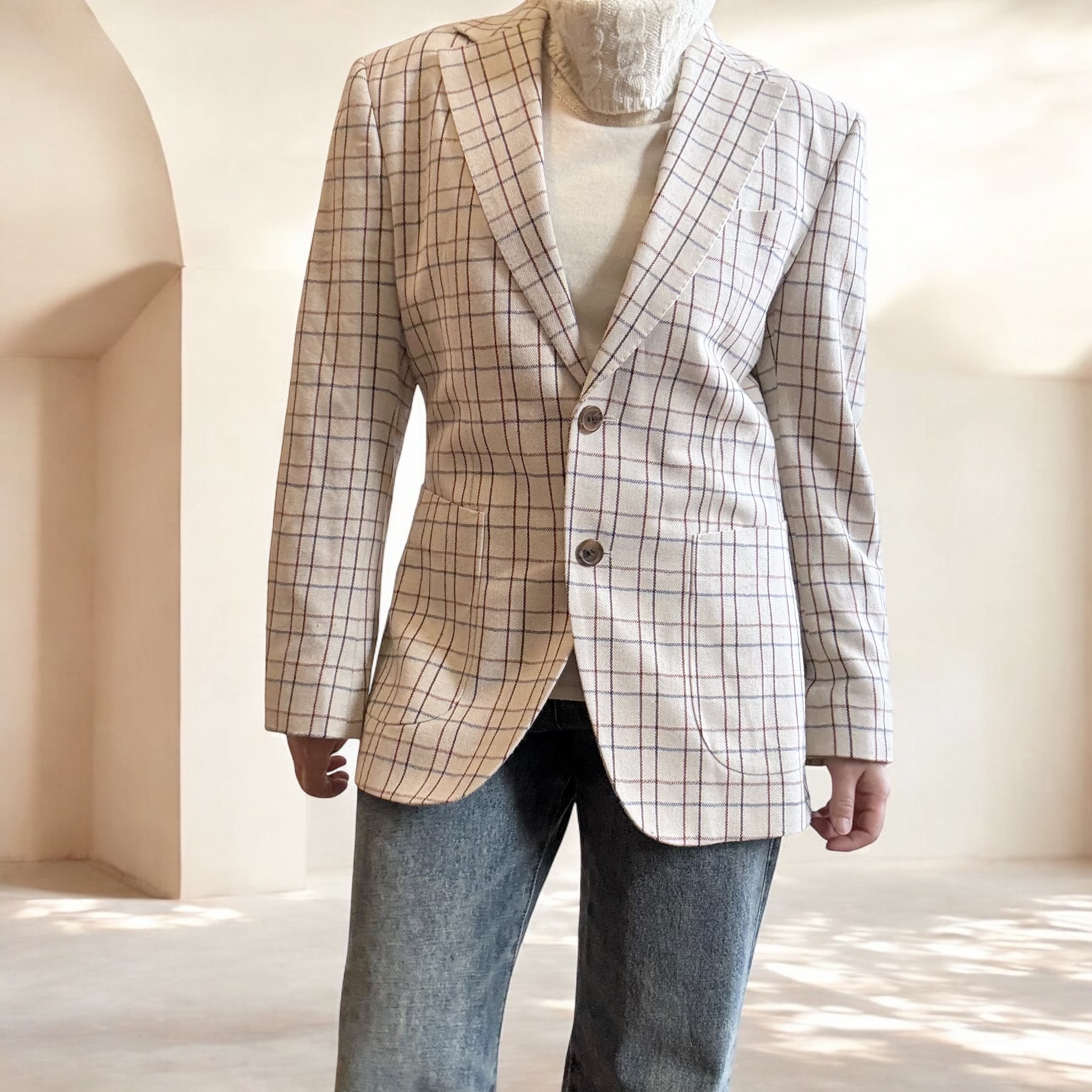 Tailored Checkered Wool Blazer