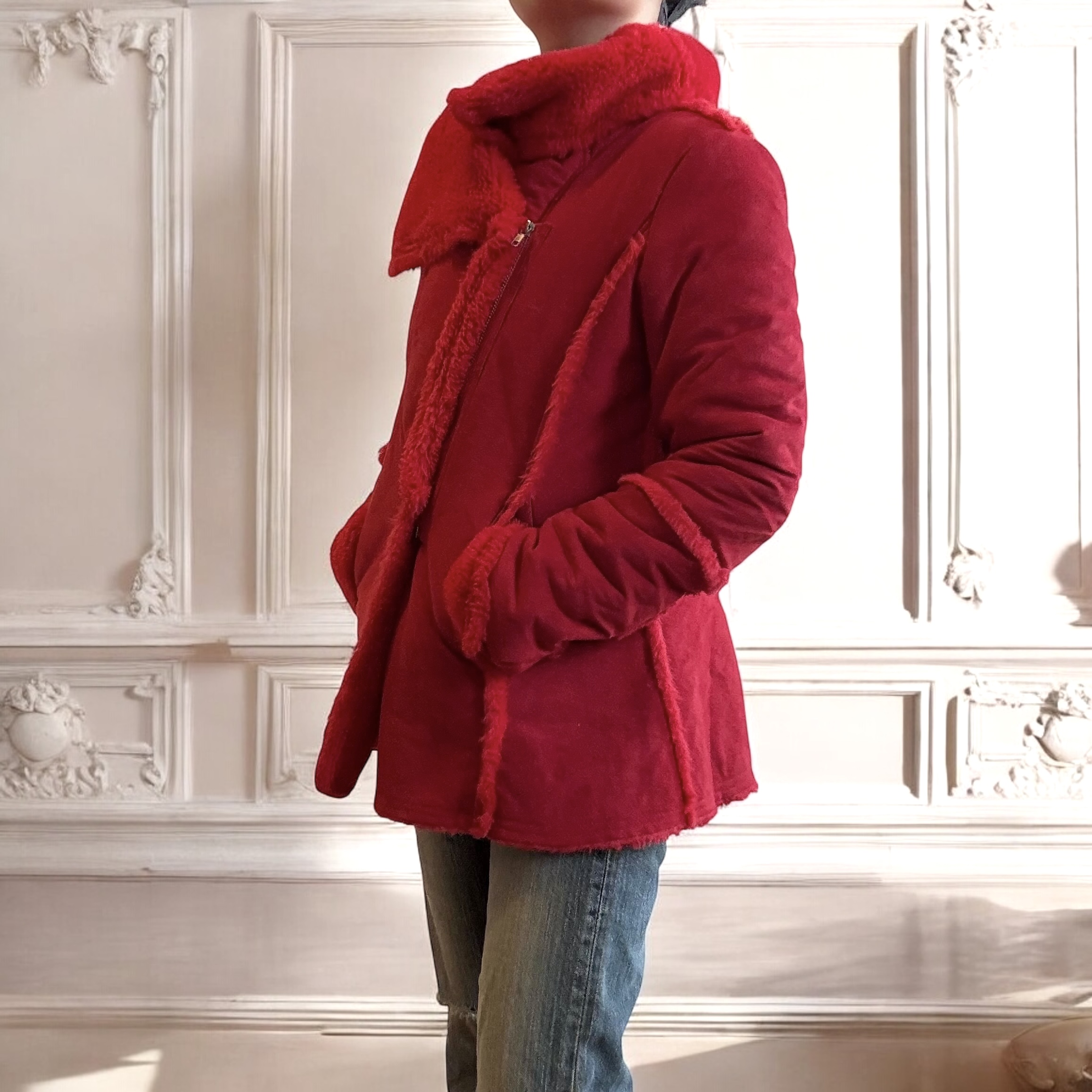 Red Shearling Paris Coat