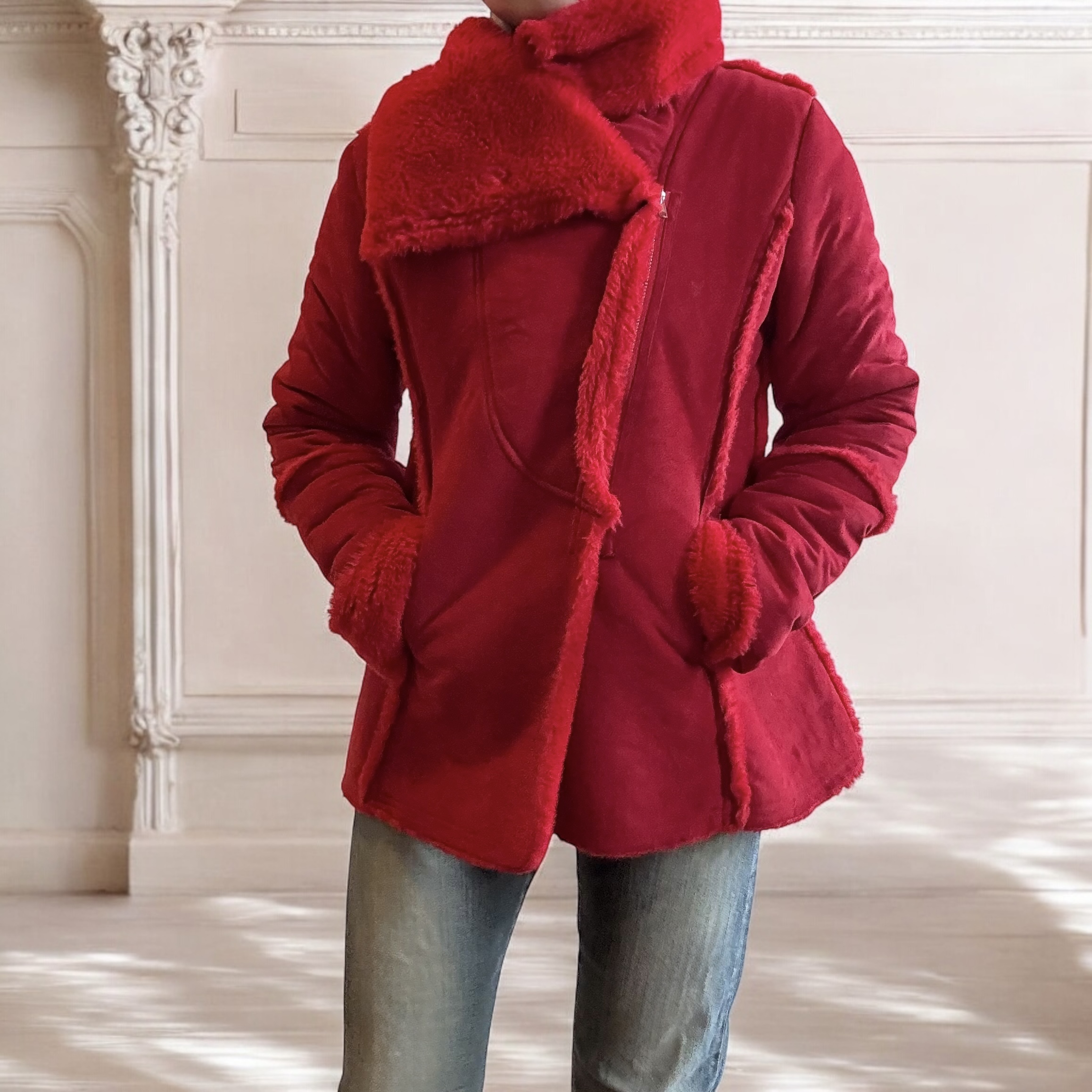 Red Shearling Paris Coat