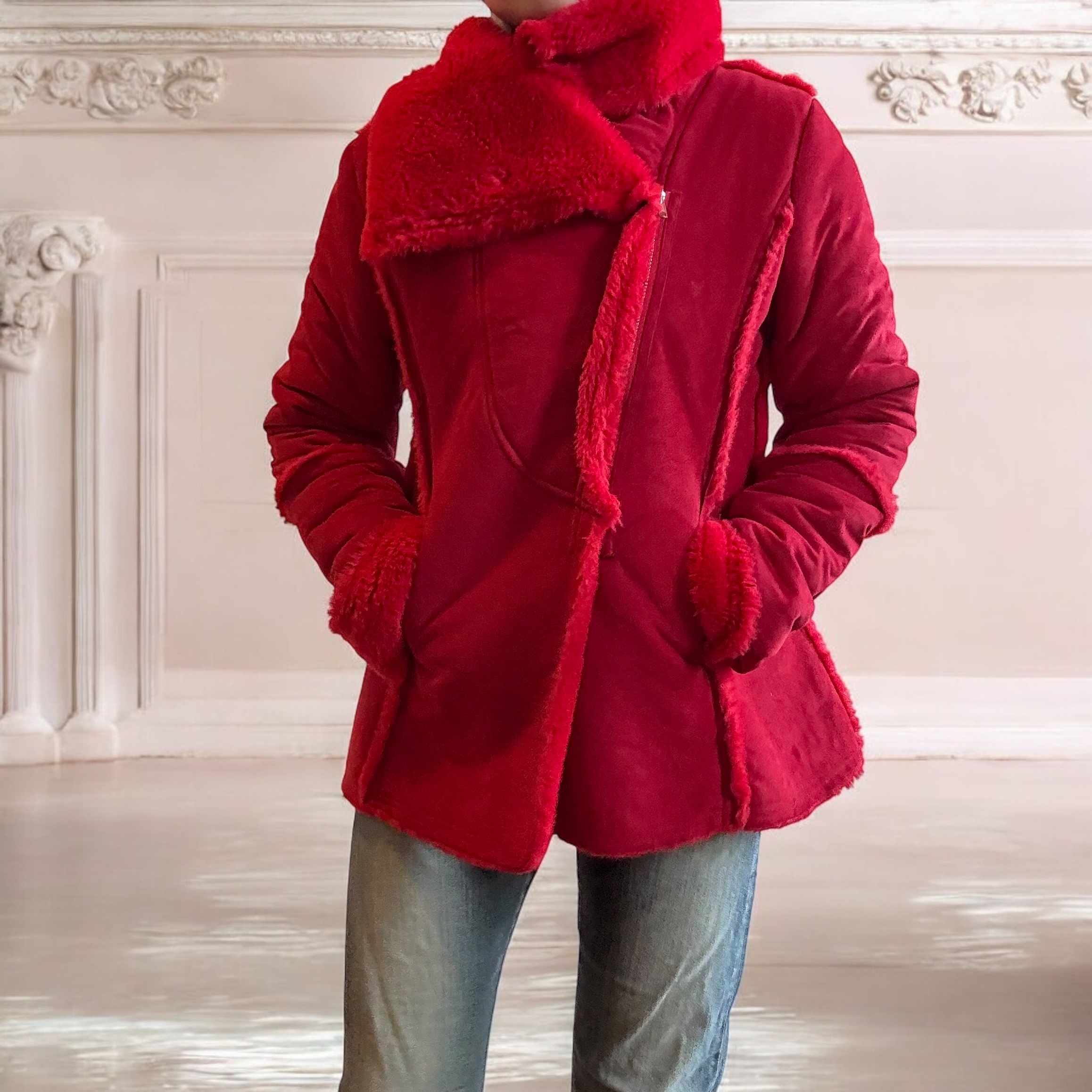 Red Shearling Paris Coat