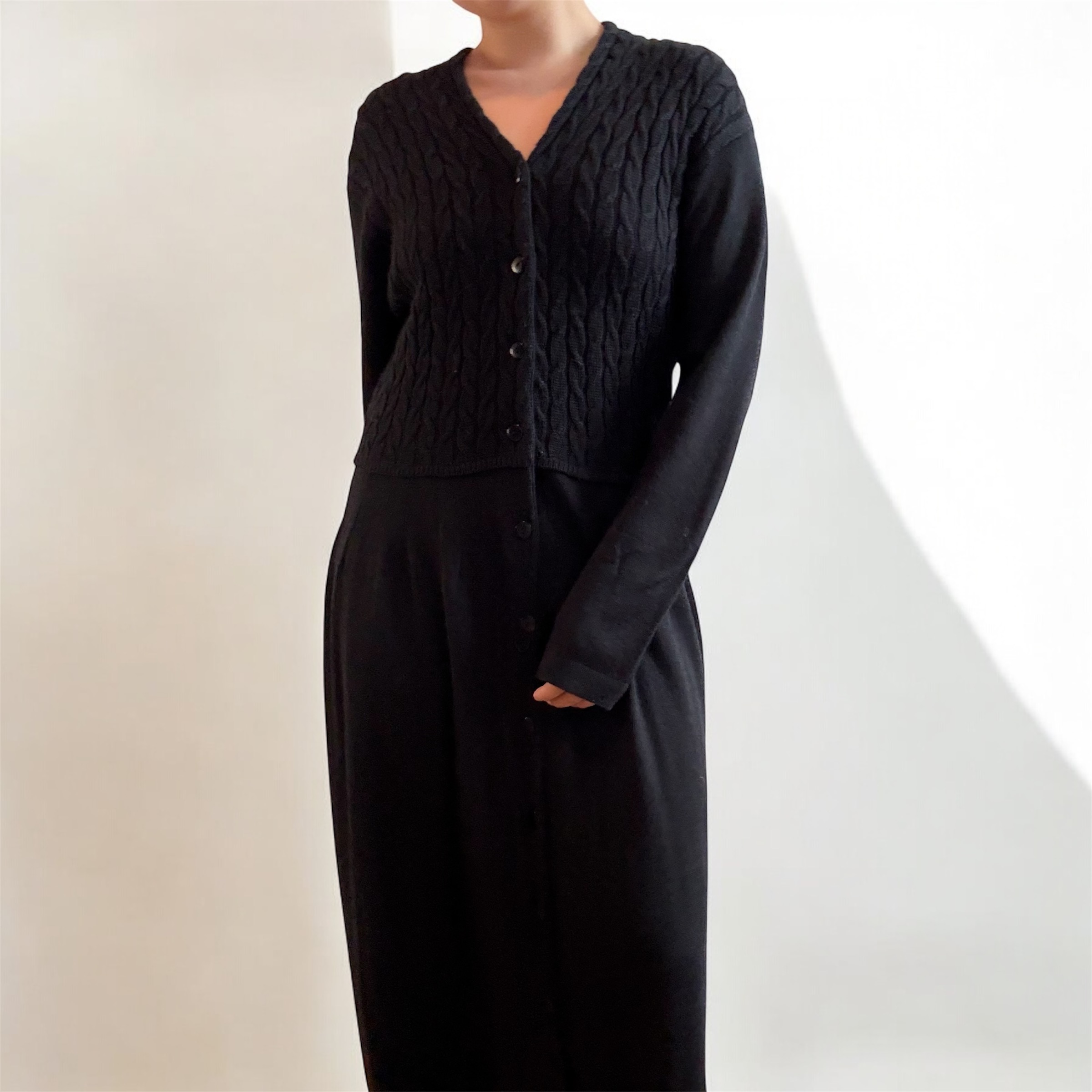 Wool Cable Knit Duster Cardigan/Dress