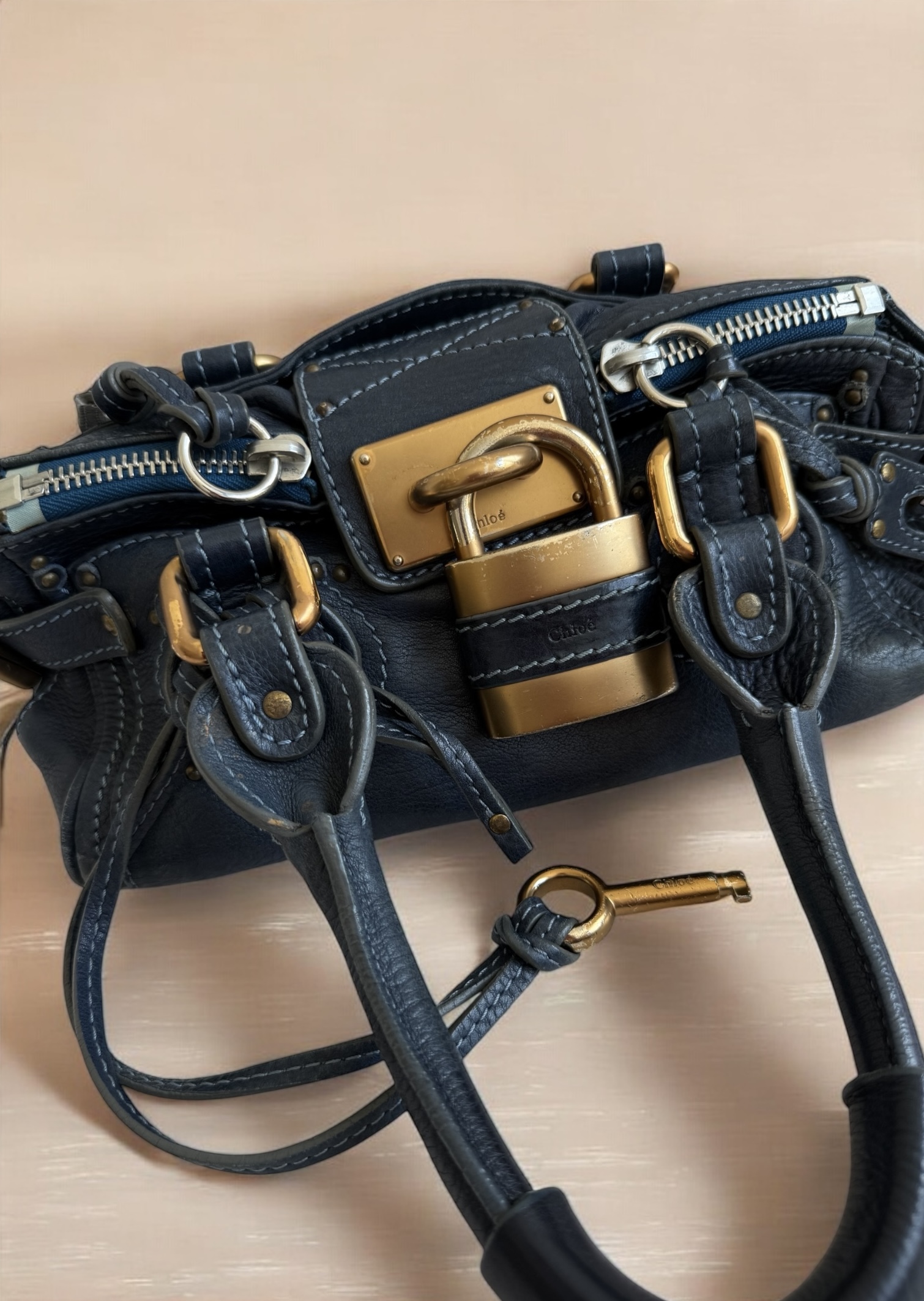 Navy Blue Mini Chloé Paddington bag
