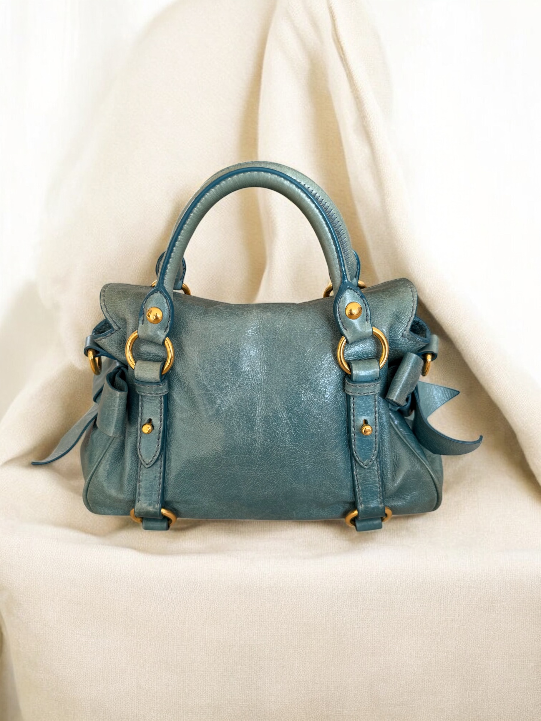 Mini Baby Blue Miu Miu Ribbon Vitello Bag