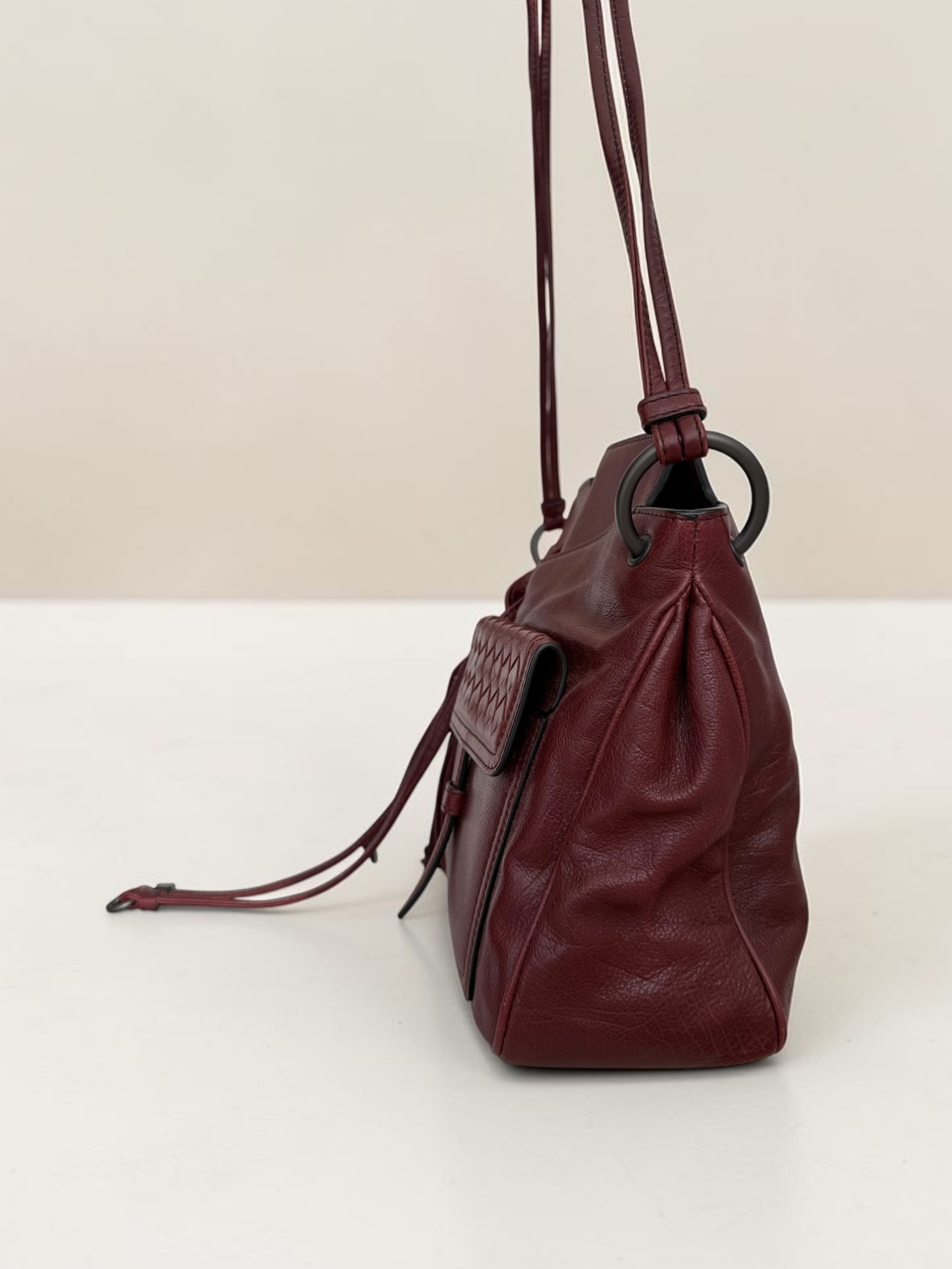 Bottega Veneta Runway Oxblood Convertible Crossbody Clutch Bag