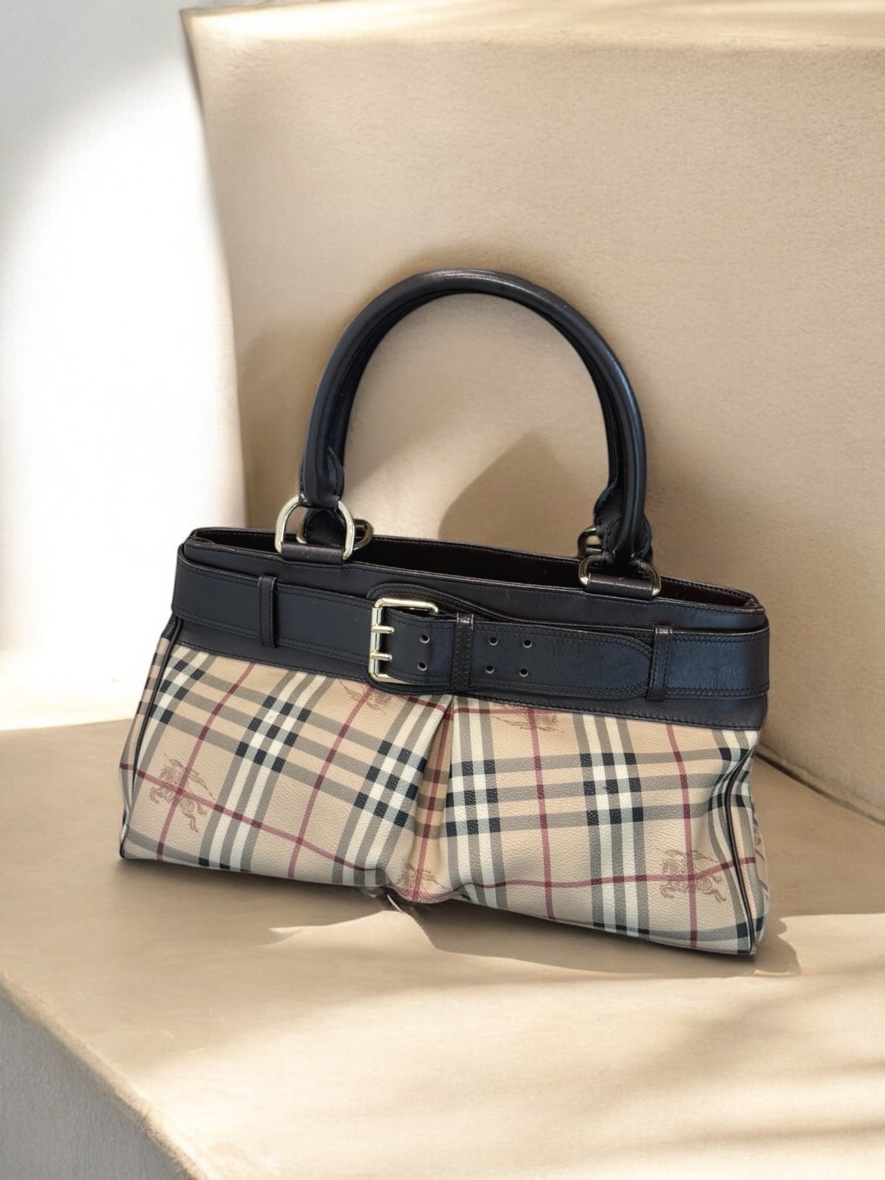 Belted Burberry Shoulder Tote Bag