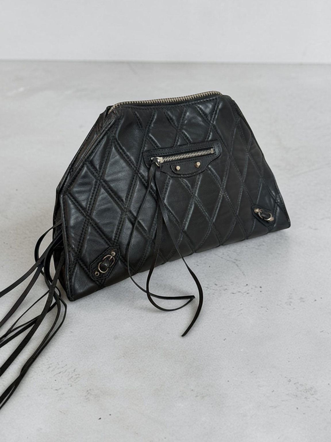 Diamond Quilted Balenciaga City Clutch Bag