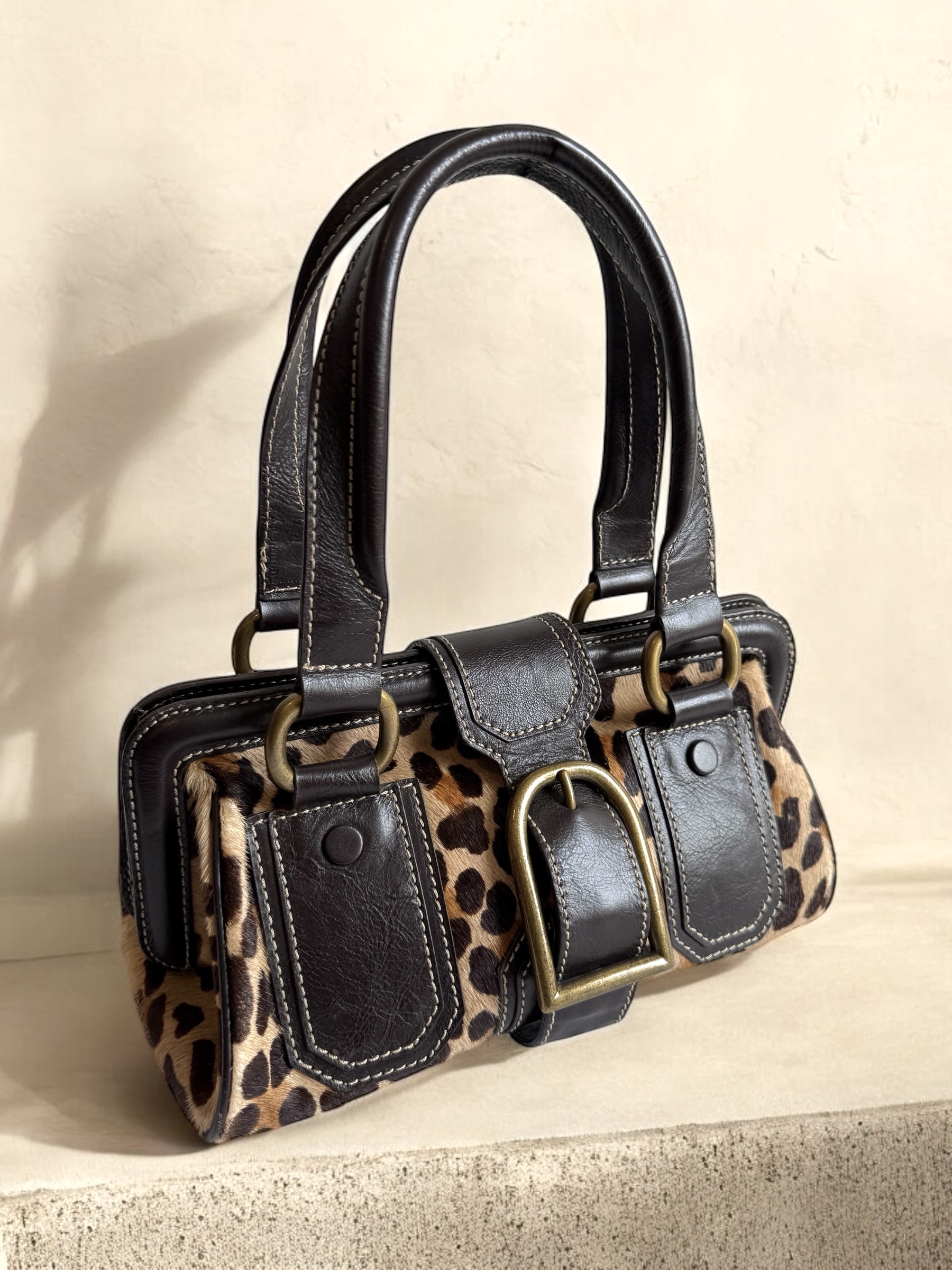 Leopard Pony Hair Y2K Doctor Bag
