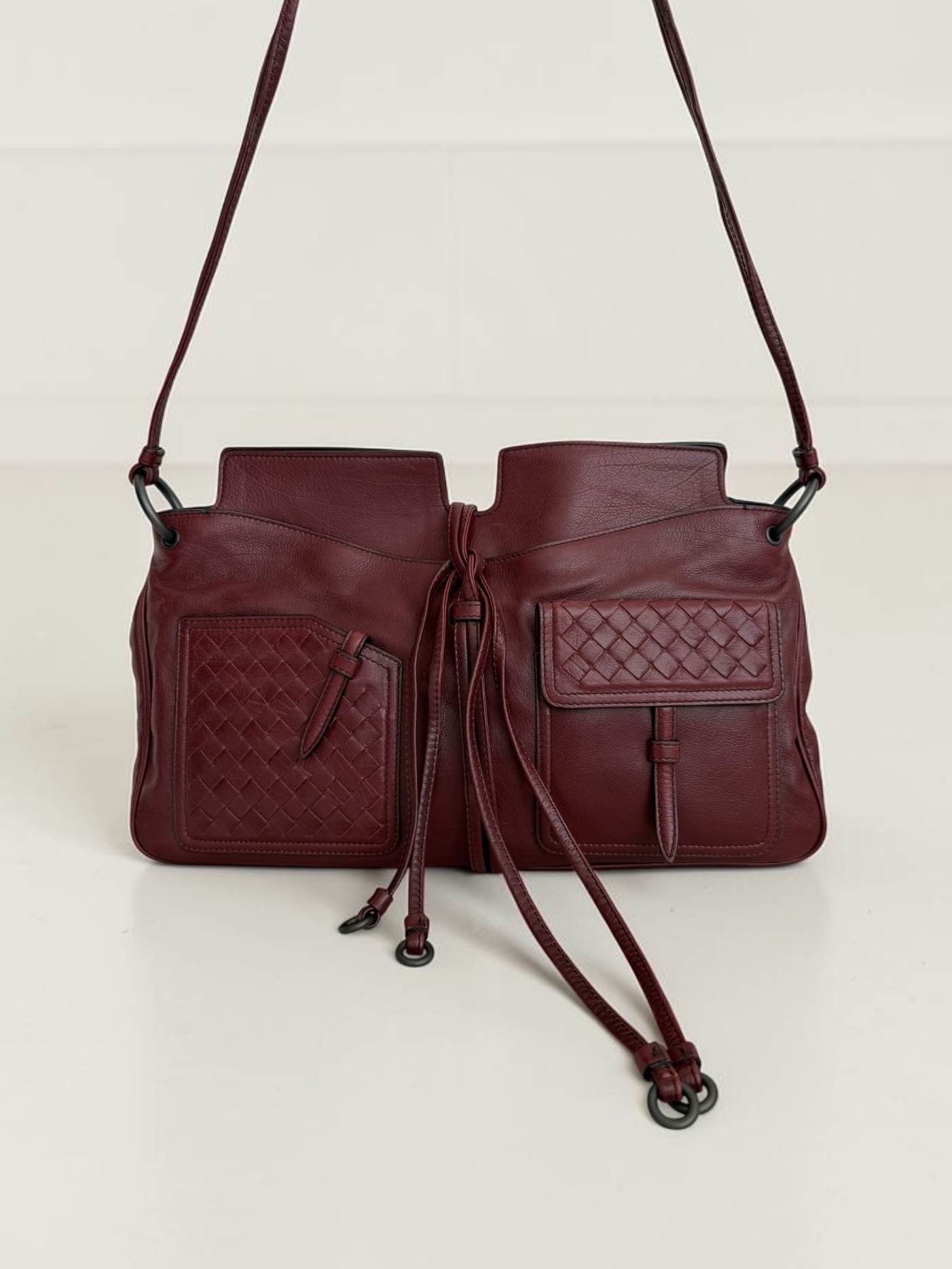 Bottega Veneta Runway Oxblood Convertible Crossbody Clutch Bag