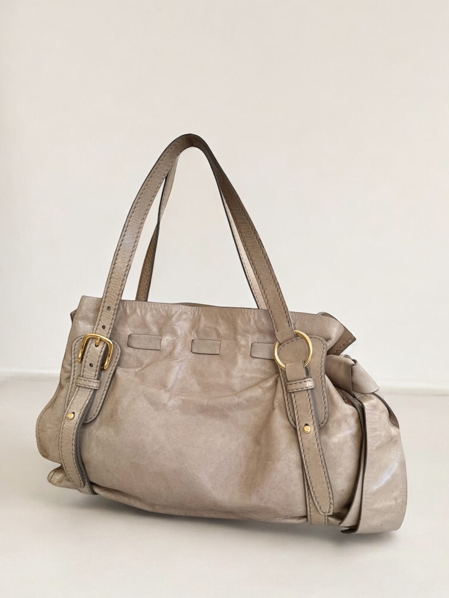 Miu Miu Vitello Lux Bow Shoulder Tote Bag