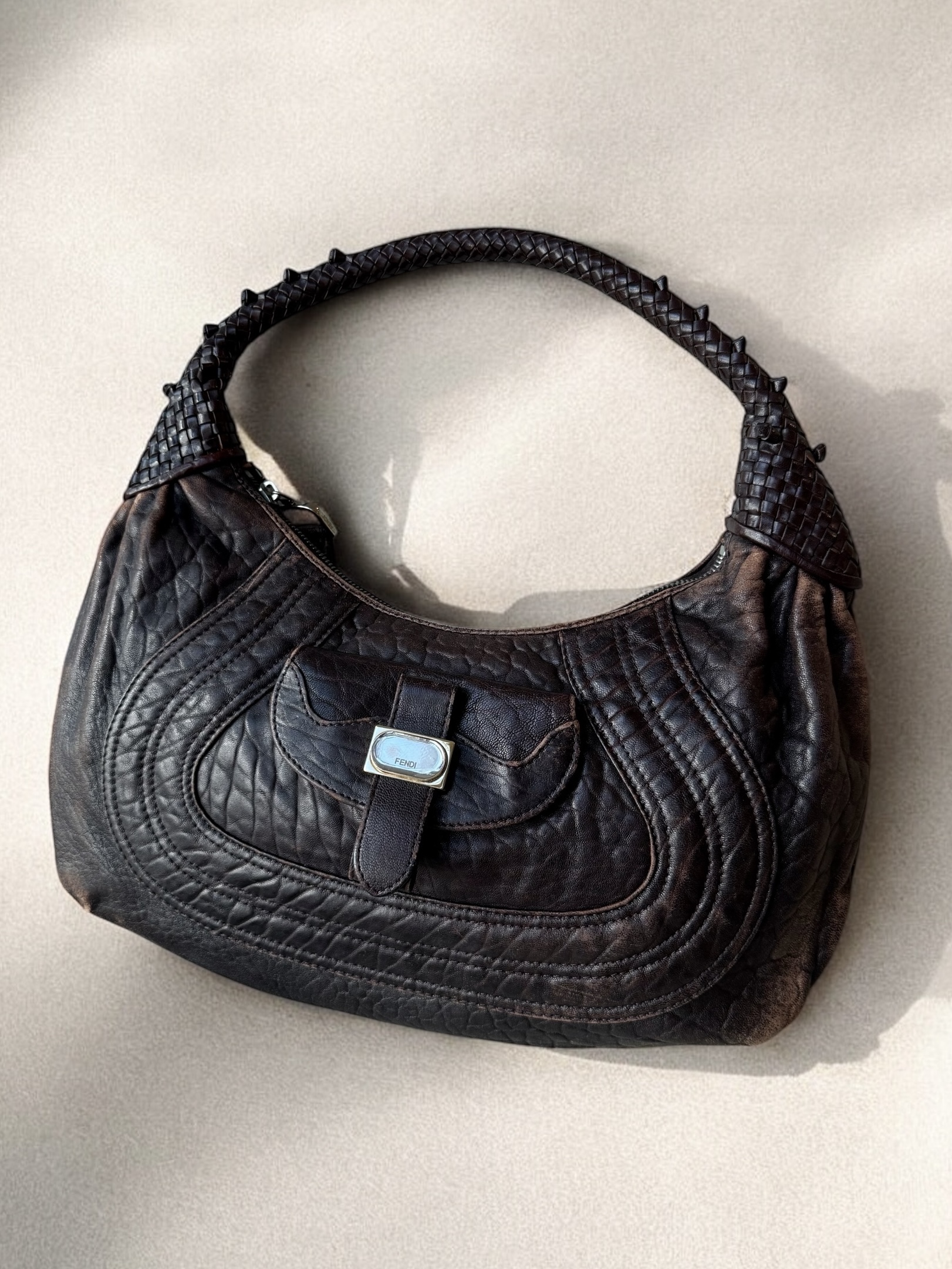Espresso brown Fendi Spy hobo shoulder bag