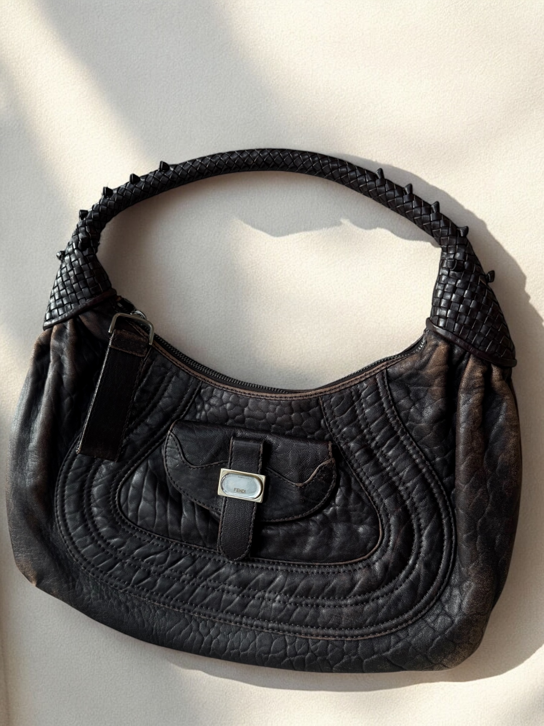 Espresso brown Fendi Spy hobo shoulder bag