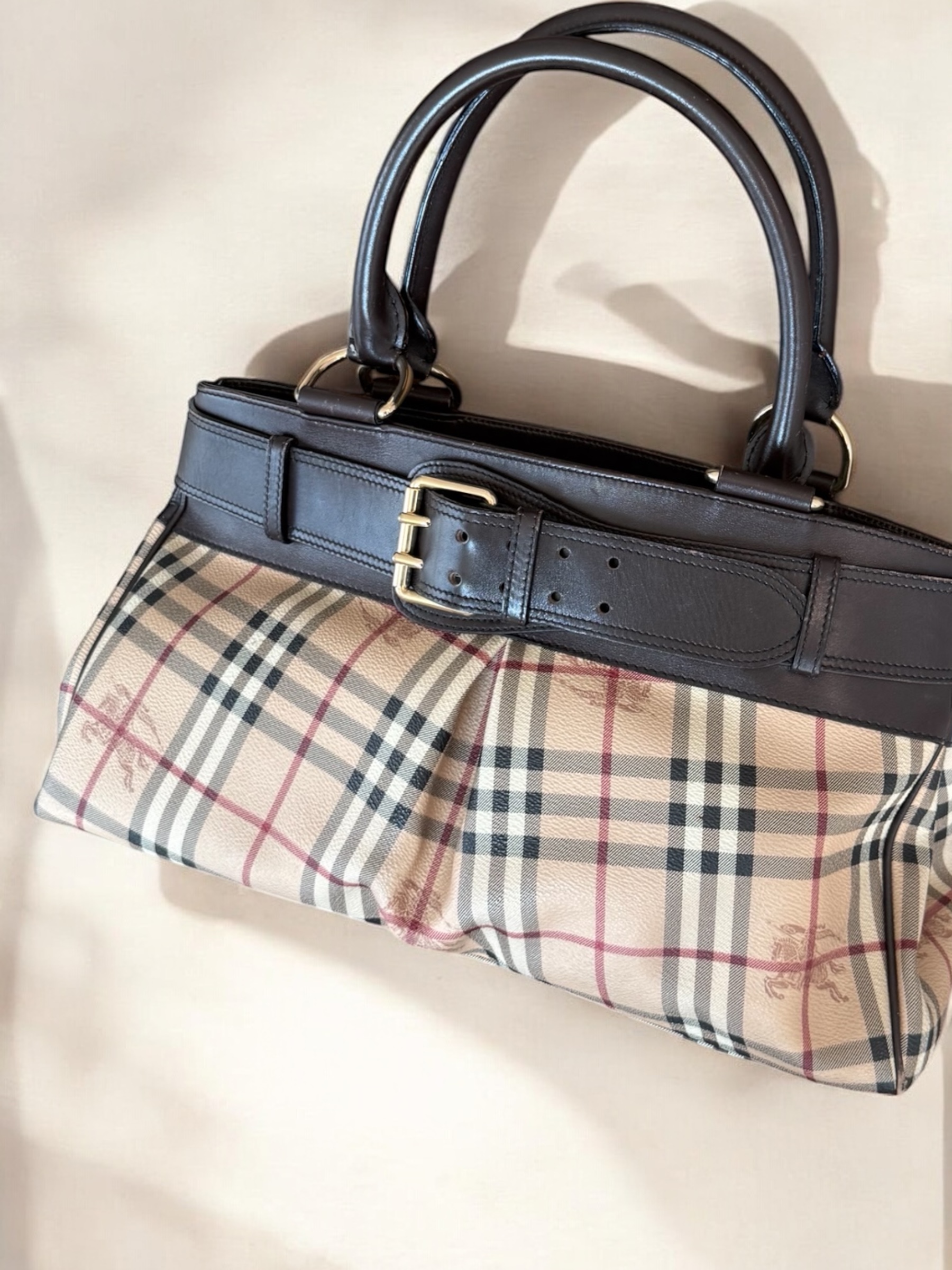 Belted Burberry Shoulder Tote Bag