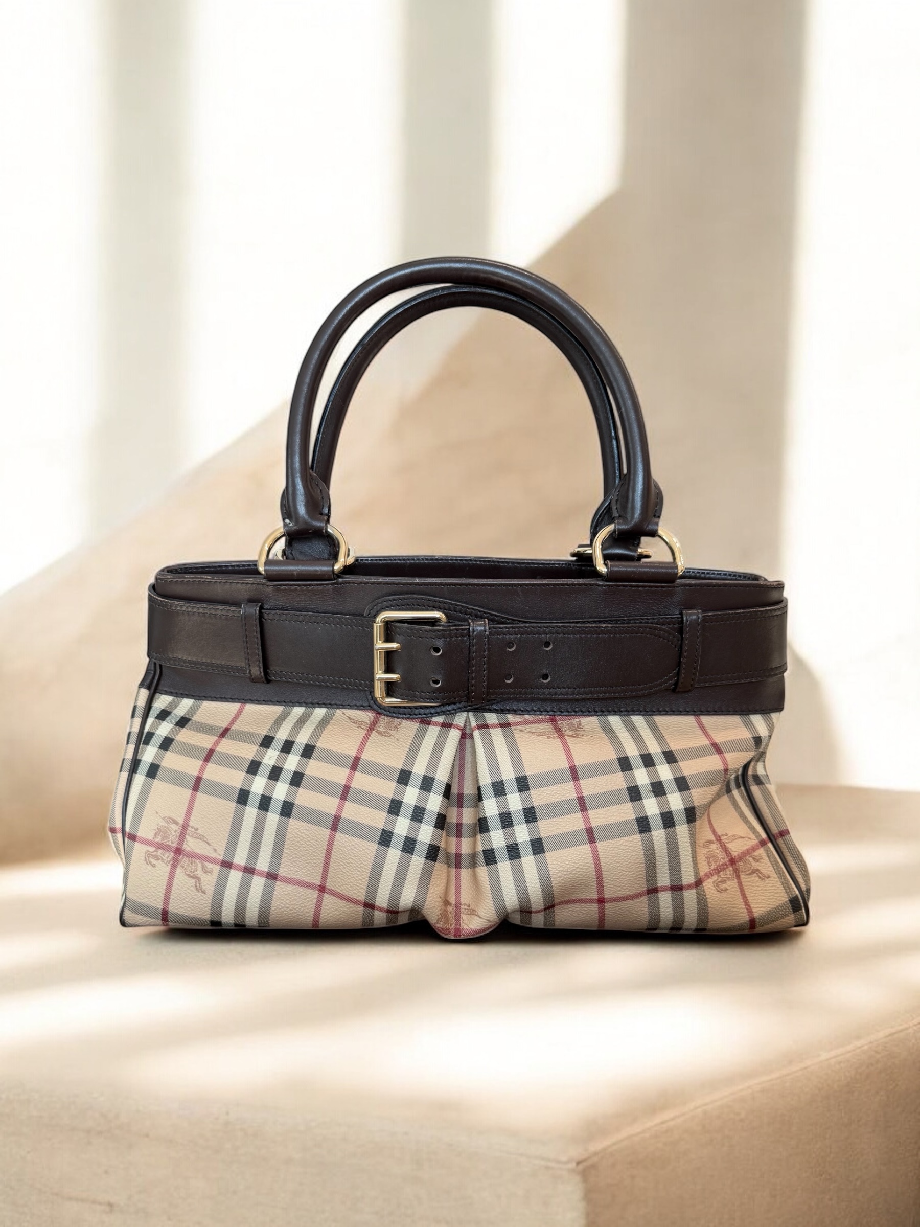 Belted Burberry Shoulder Tote Bag