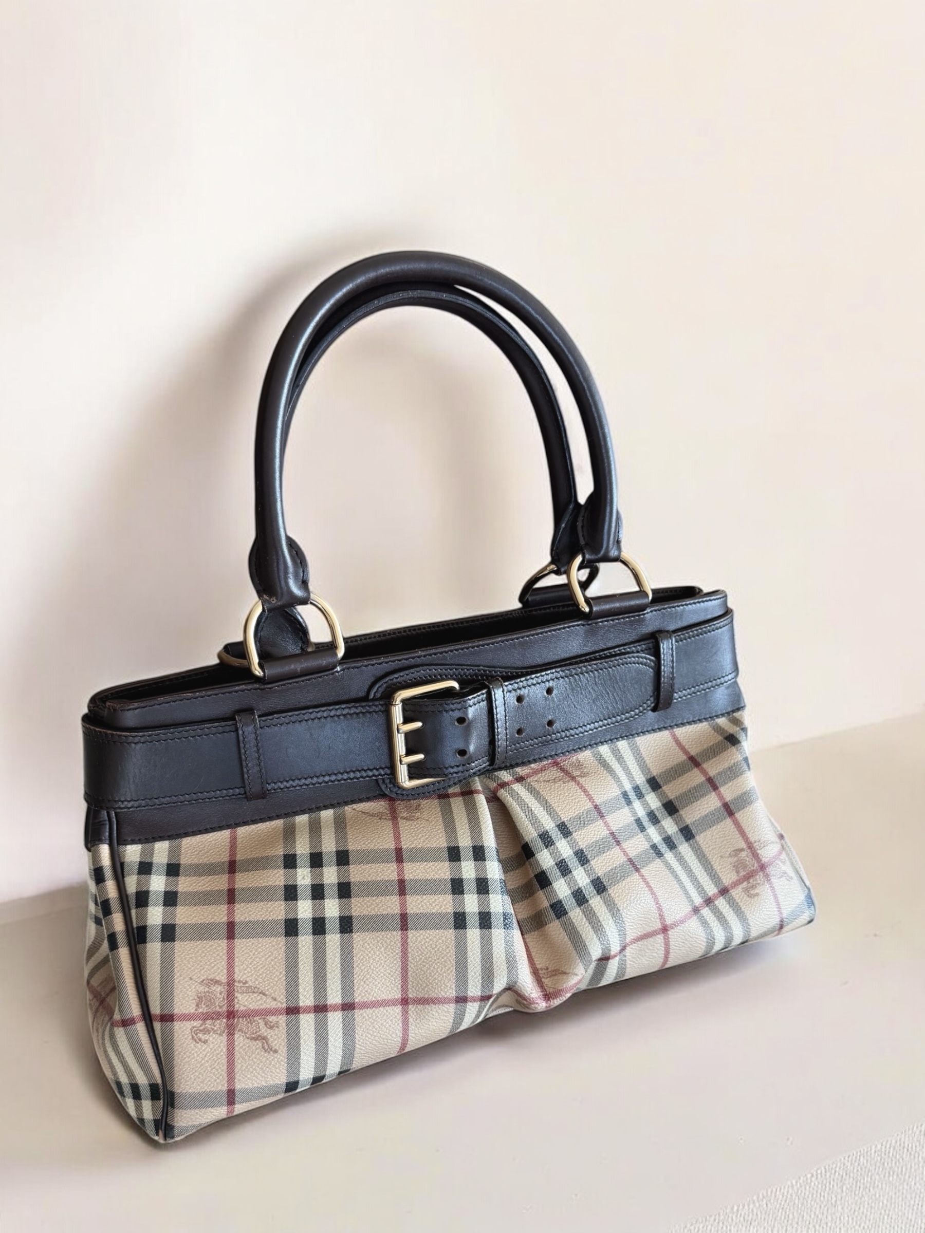 Belted Burberry Shoulder Tote Bag