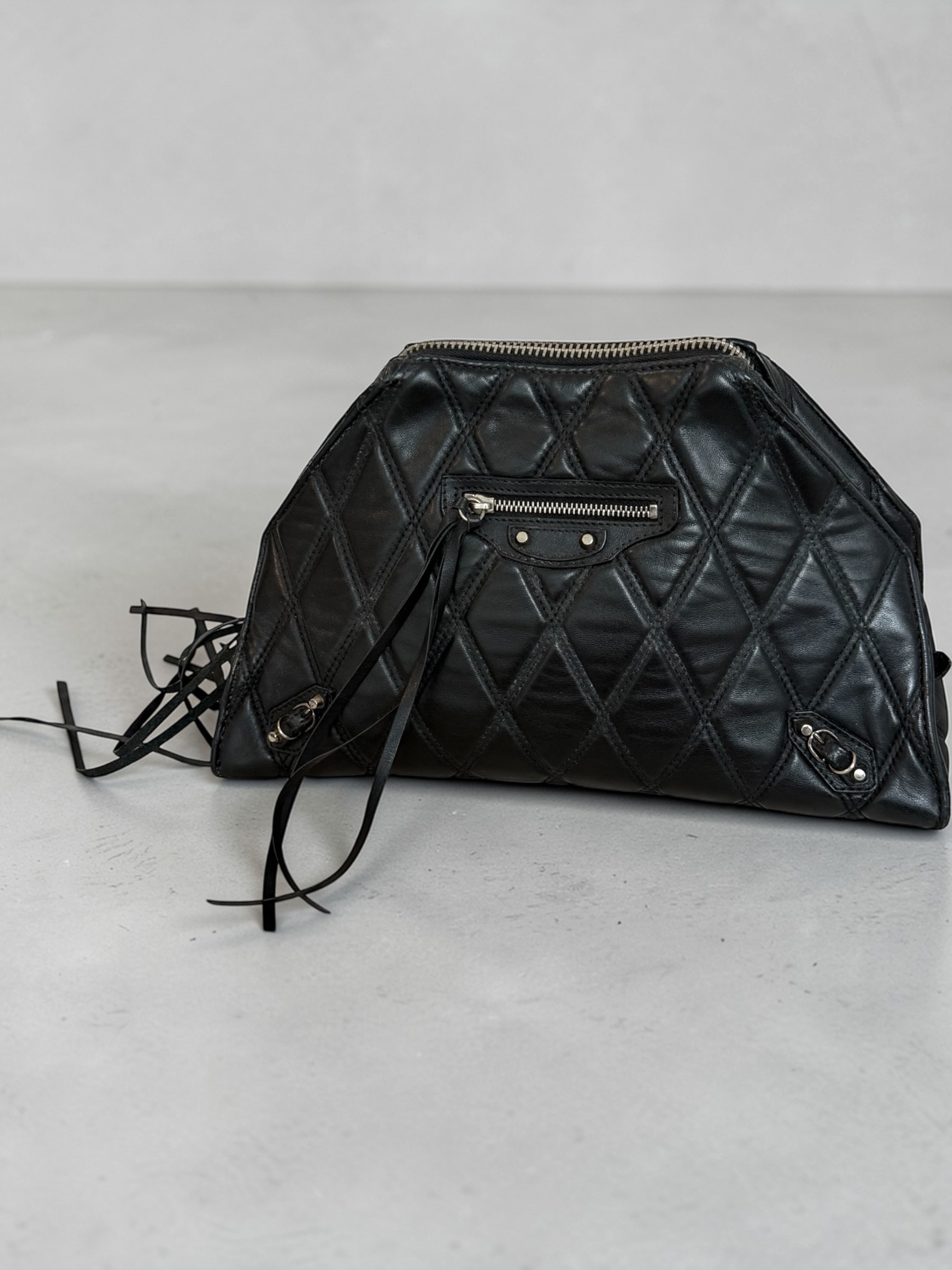 Diamond Quilted Balenciaga City Clutch Bag