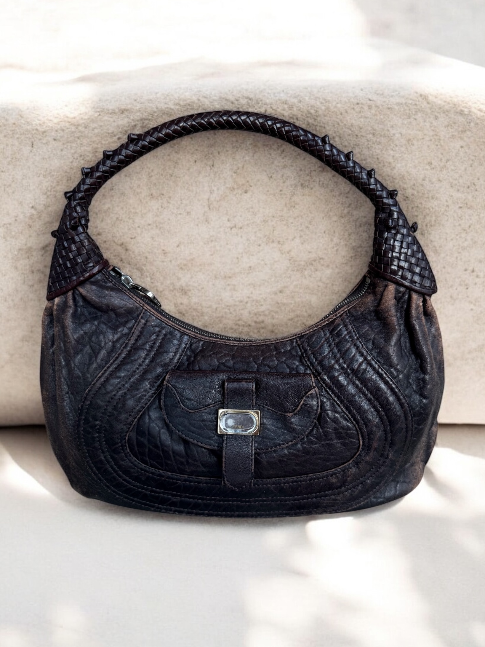 Espresso brown Fendi Spy hobo shoulder bag