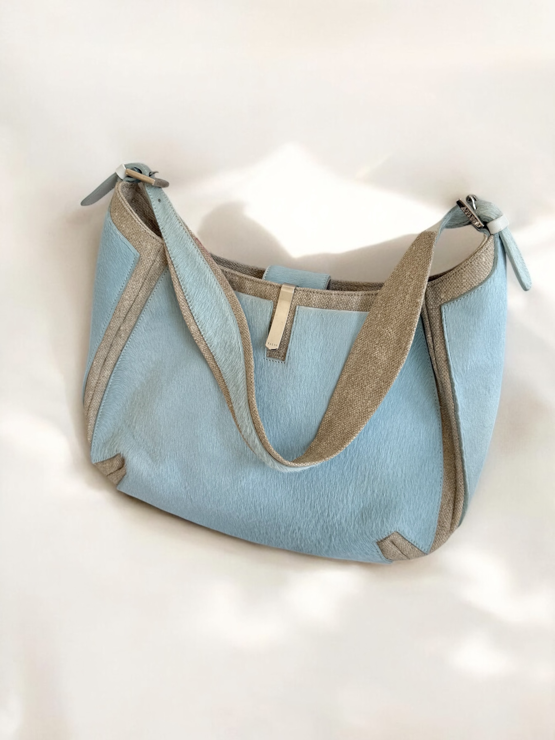 Powder Blue Pony Hair Shoulder Bag