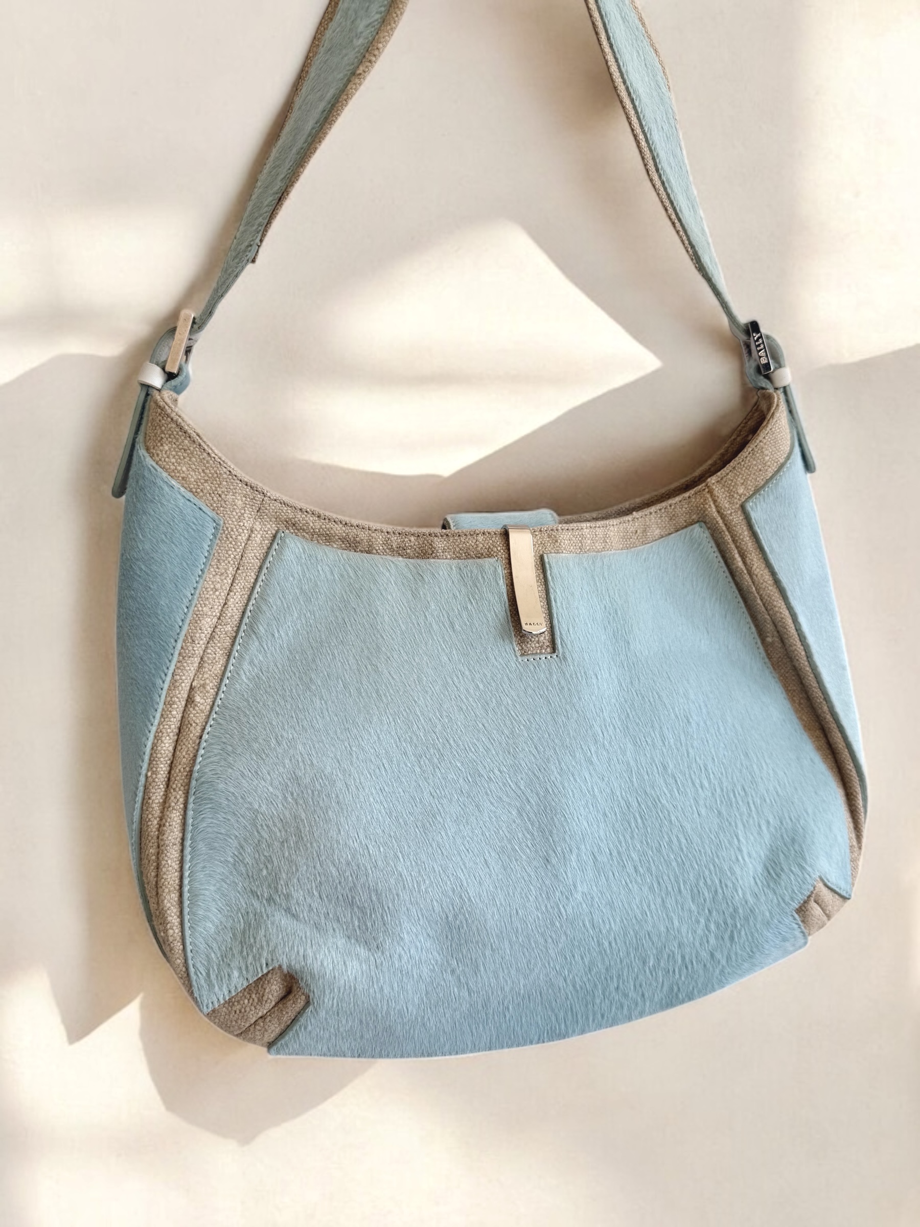 Powder Blue Pony Hair Shoulder Bag
