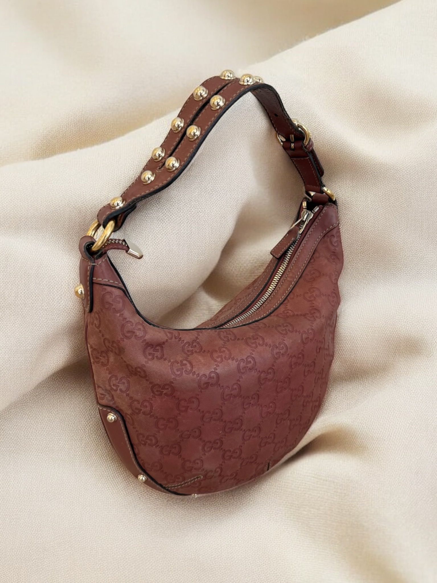 Rose mauve mini Gucci hobo bag