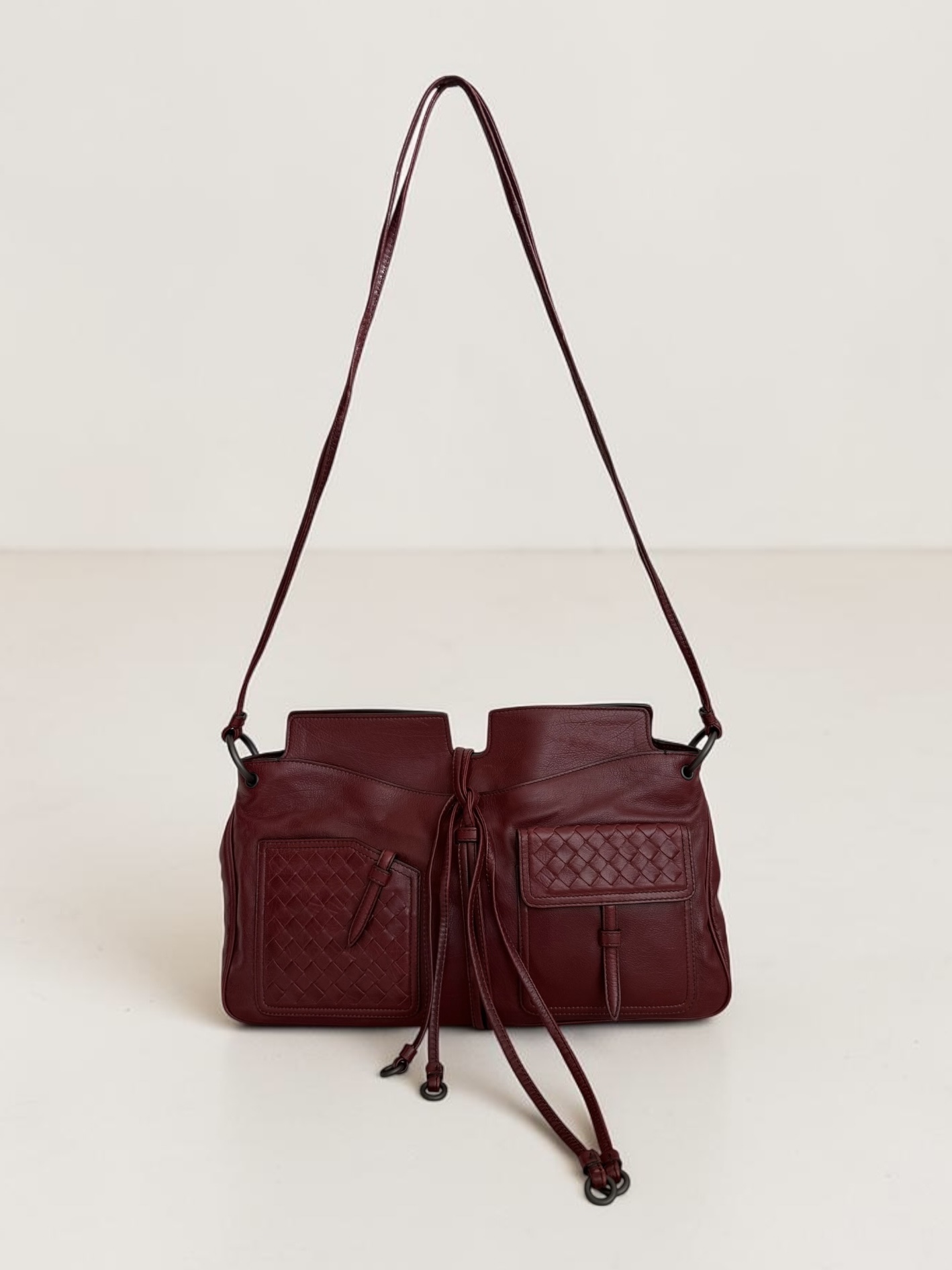 Bottega Veneta Runway Oxblood Convertible Crossbody Clutch Bag