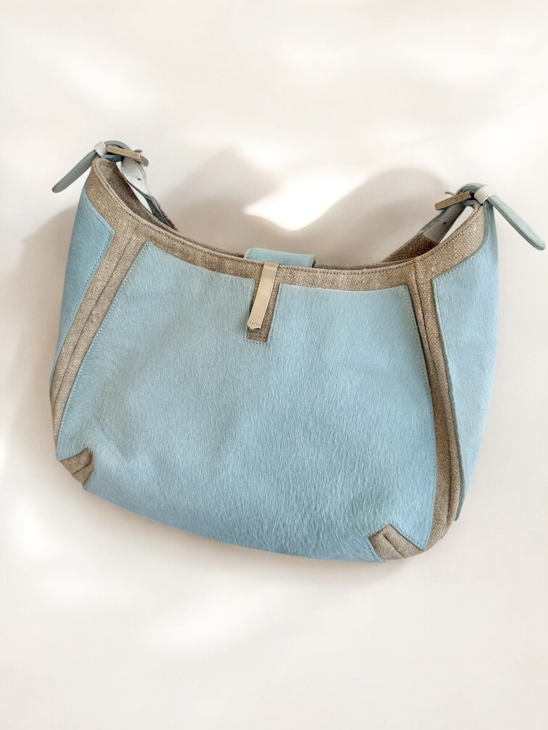 Powder Blue Pony Hair Shoulder Bag