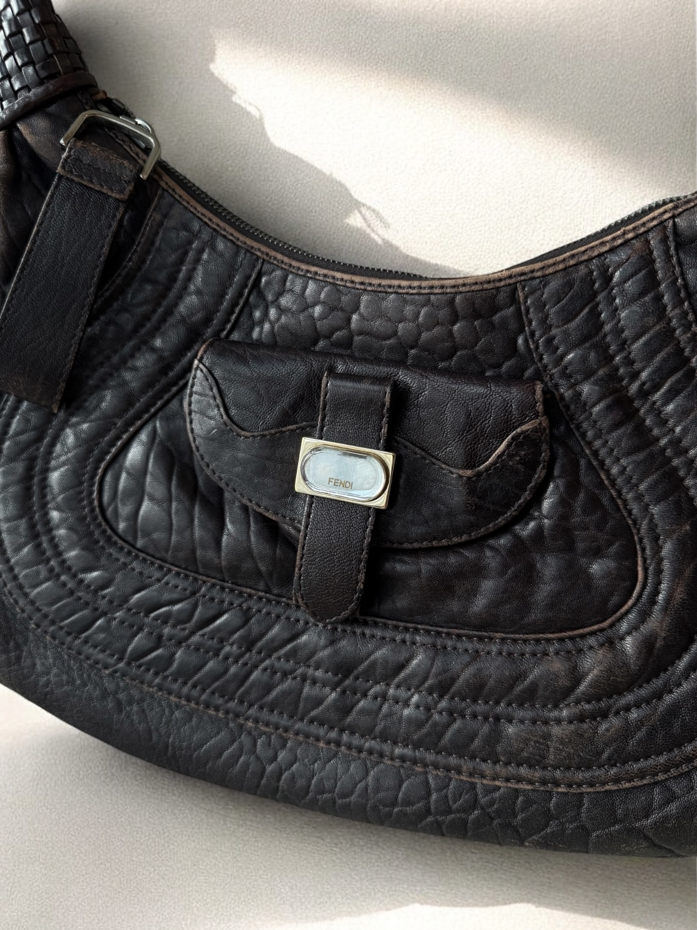 Espresso brown Fendi Spy hobo shoulder bag