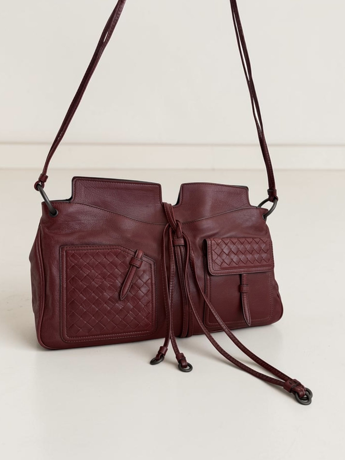 Bottega Veneta Runway Oxblood Convertible Crossbody Clutch Bag