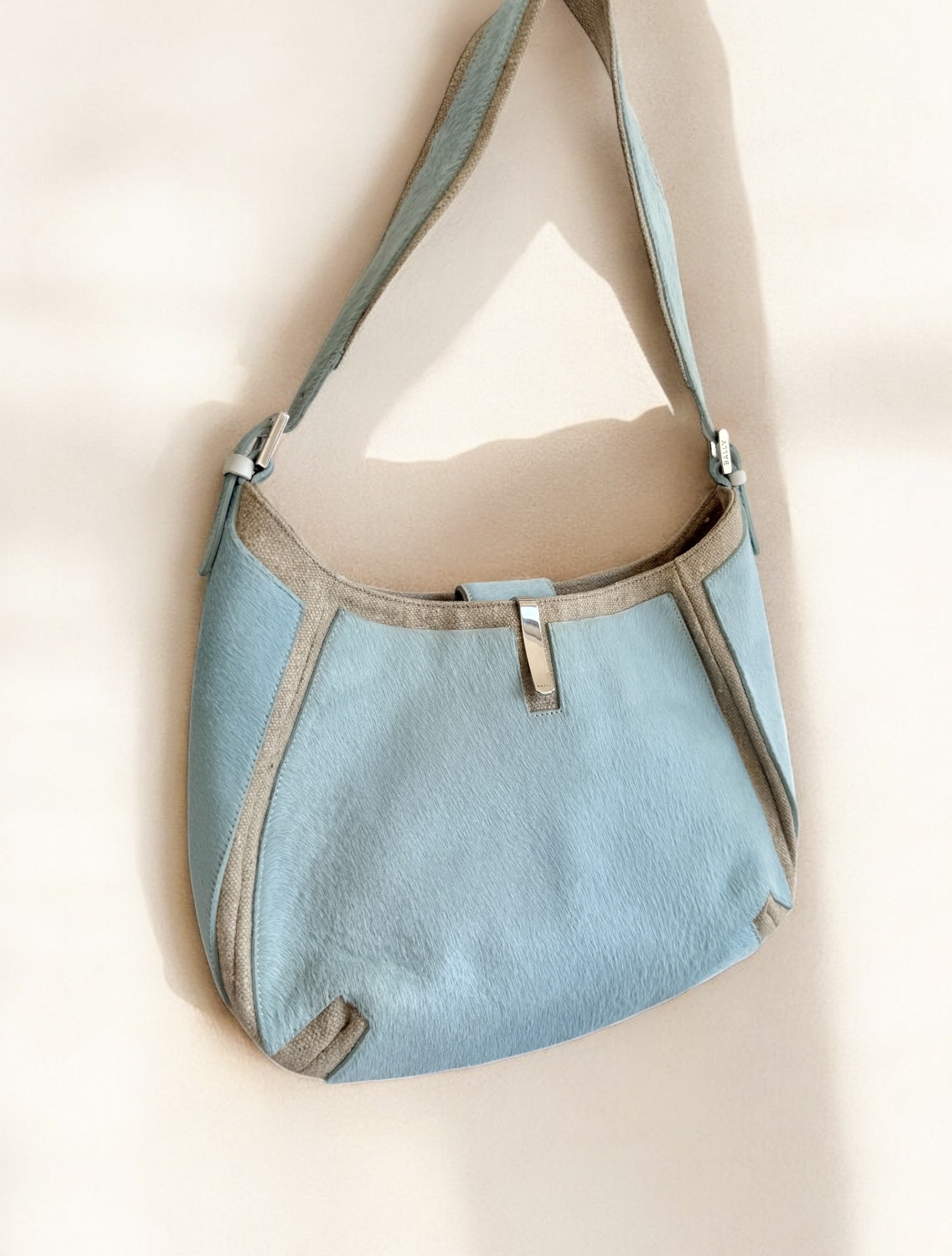 Powder Blue Pony Hair Shoulder Bag