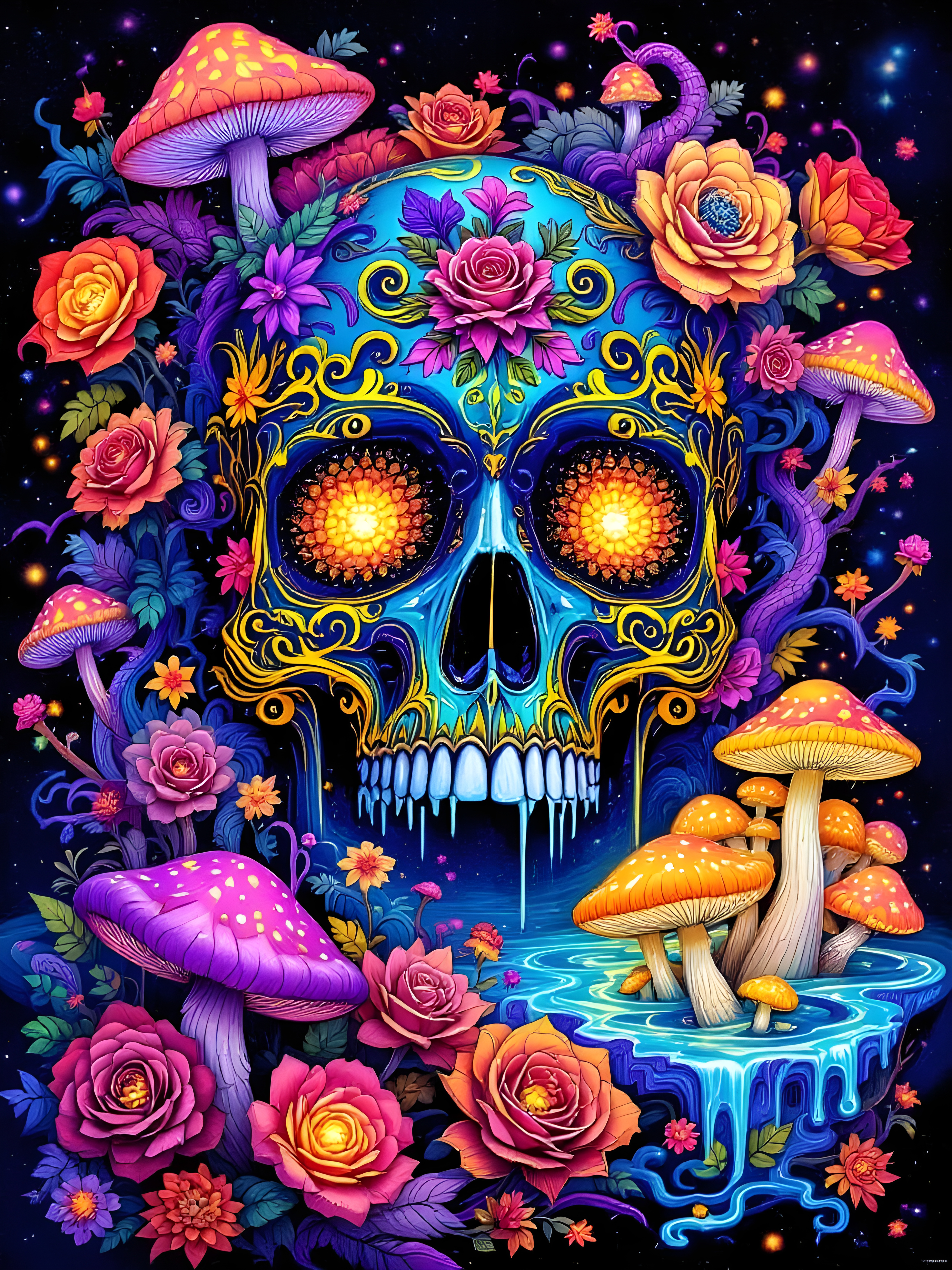 Psychedelic Skull 13x19 Print