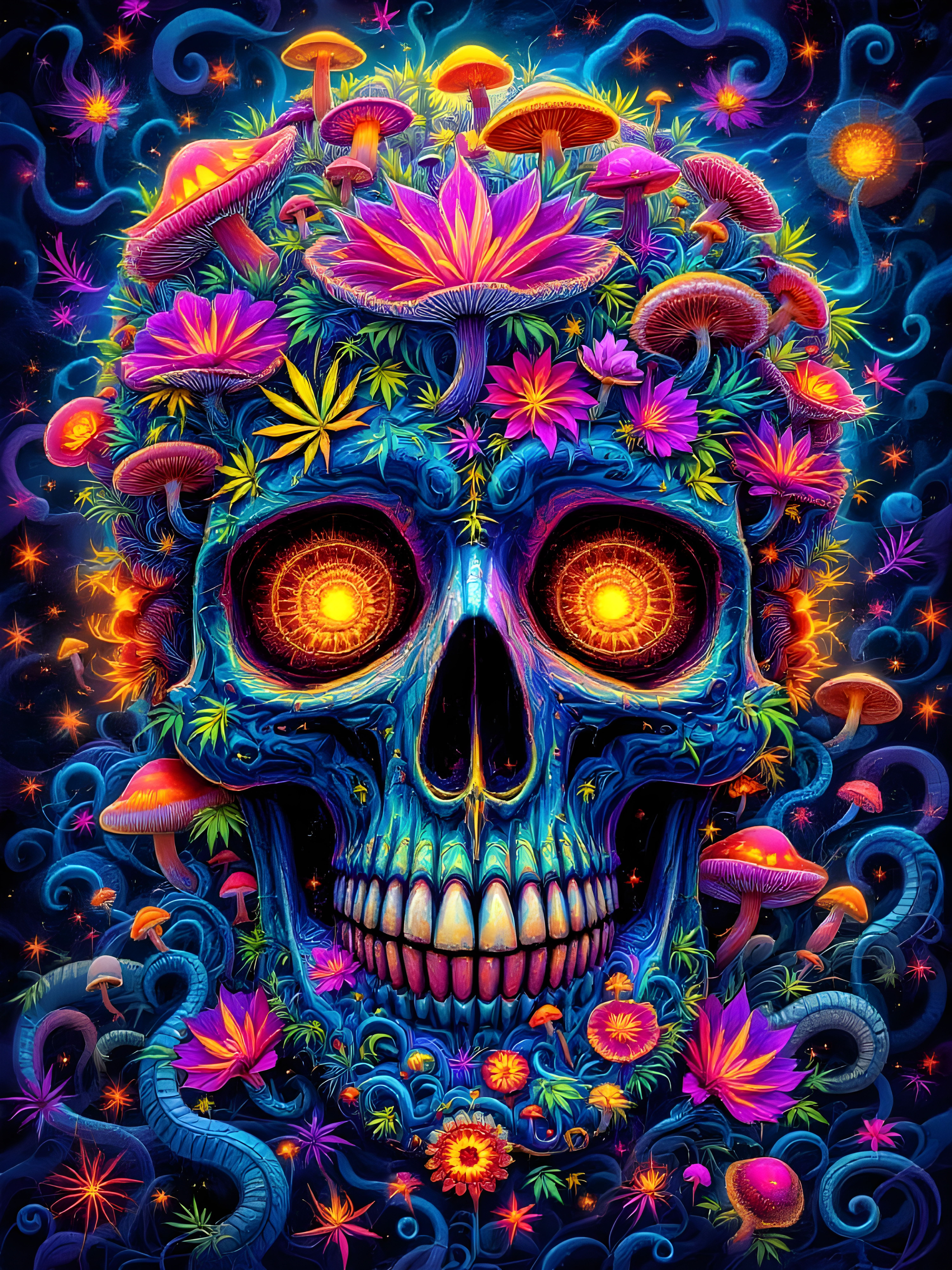 Psychedelic Skull Poster