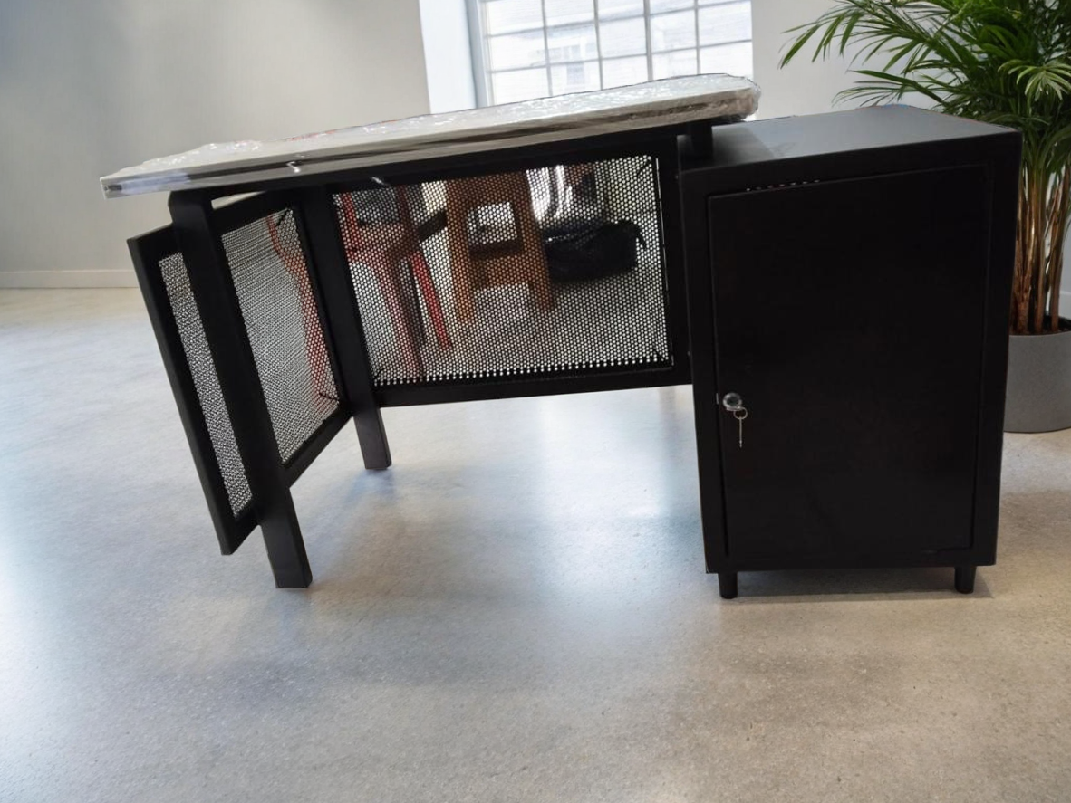Metal Office Desk with Lockable Cabinet