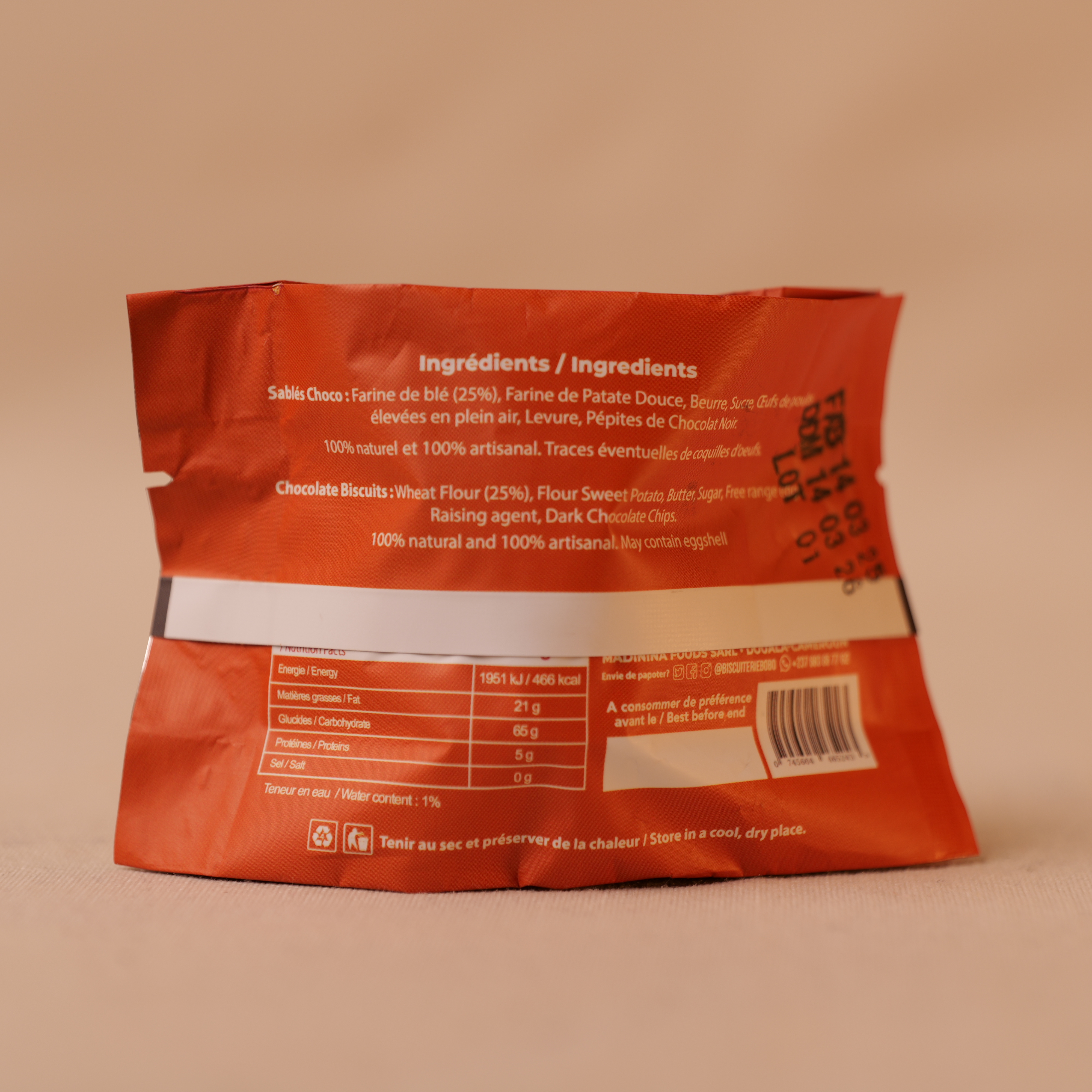 Lot de 3 Petits Sablés pépites de chocolat_Bobo Biscuits_Cameroun