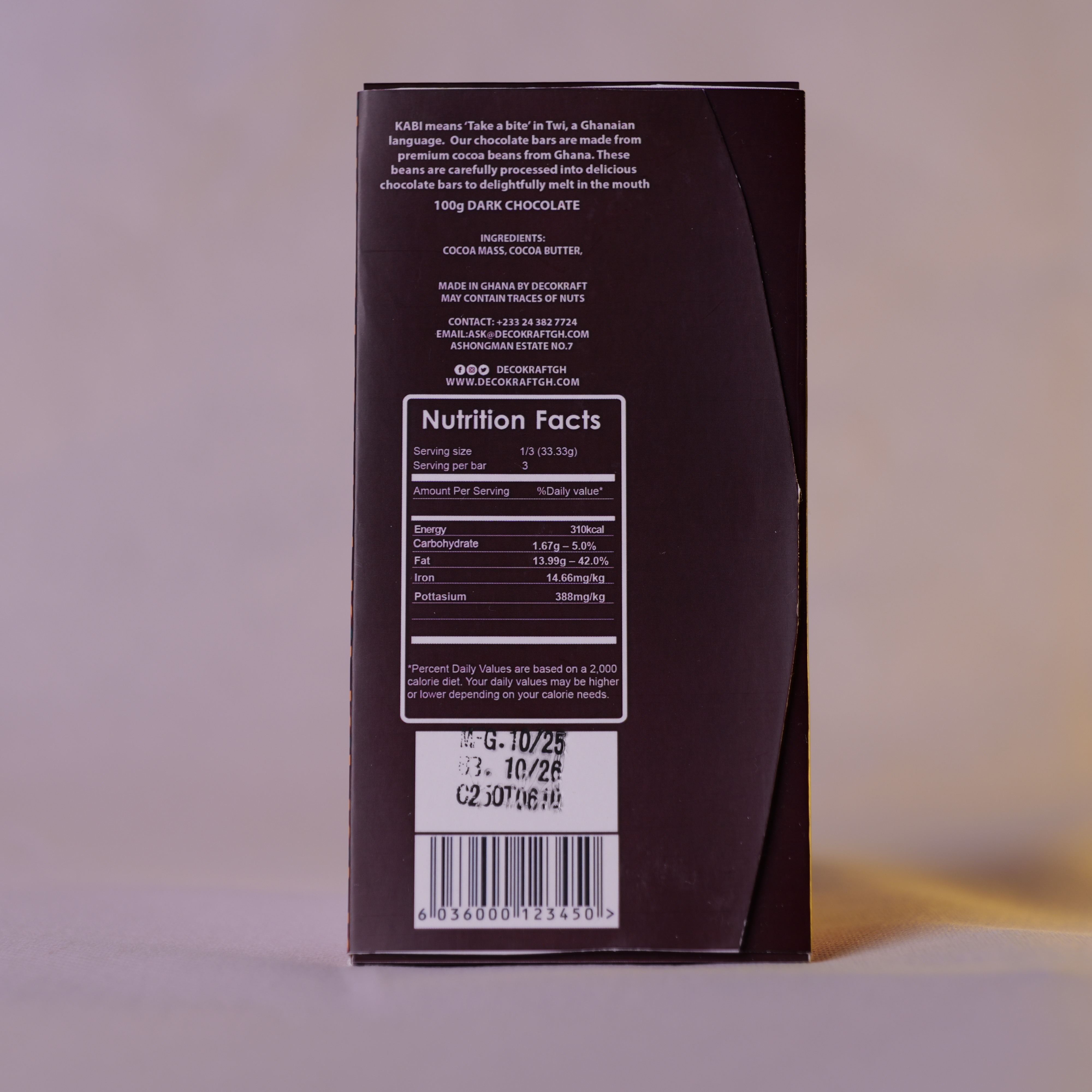 Tablette de chocolat noir 100%_ Ghana