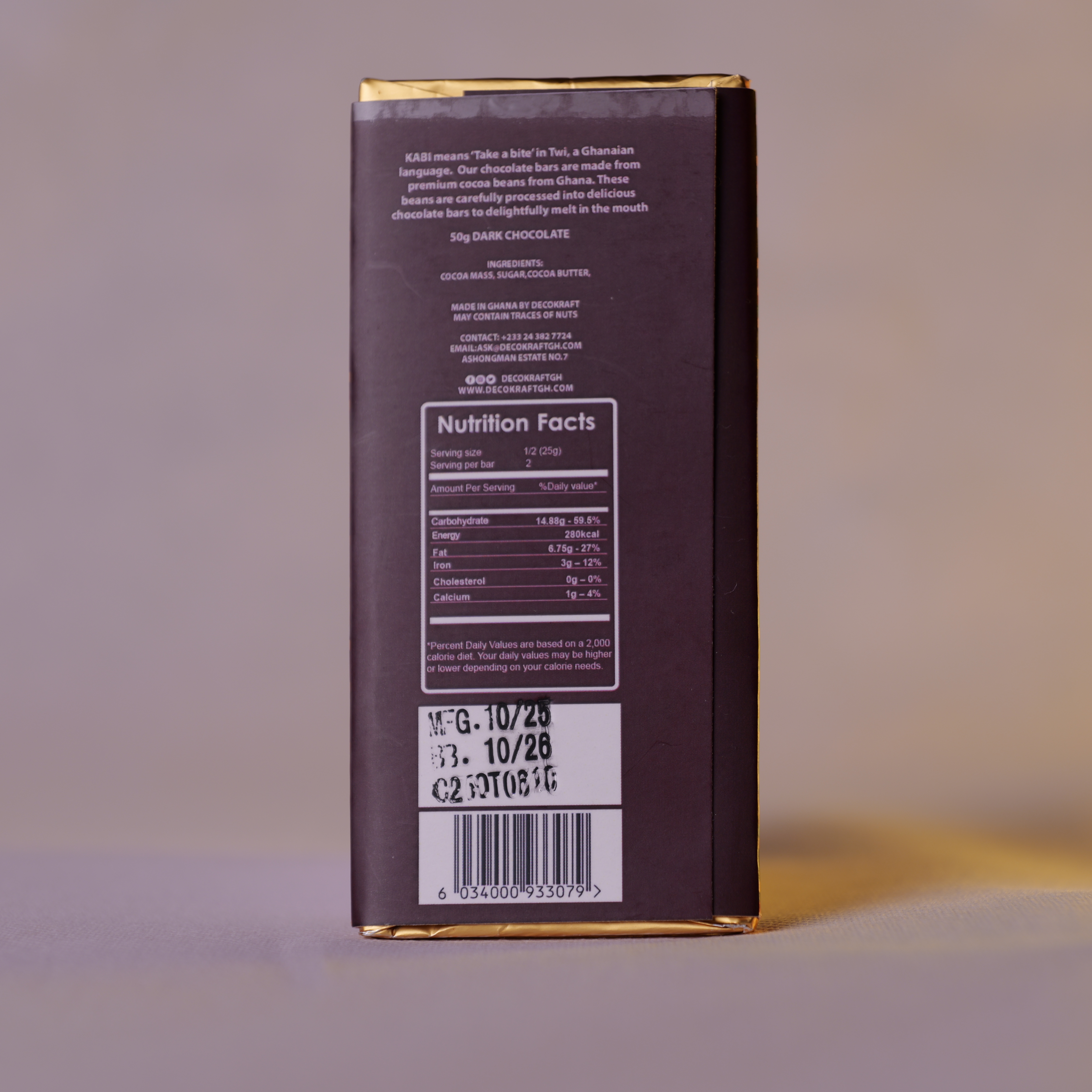 Tablette de chocolat noir 90%_ Ghana