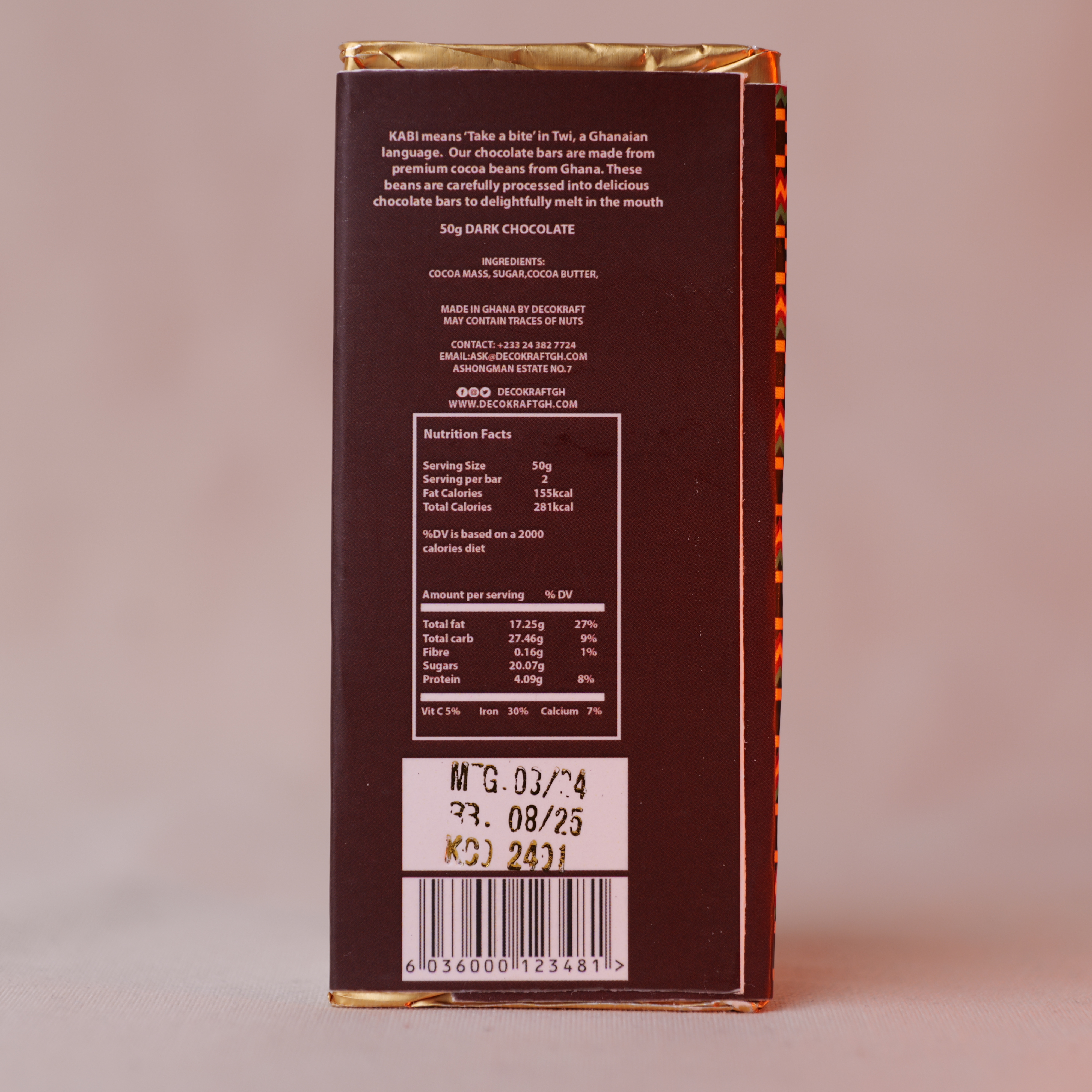 Tablette de chocolat noir 70%_ Ghana