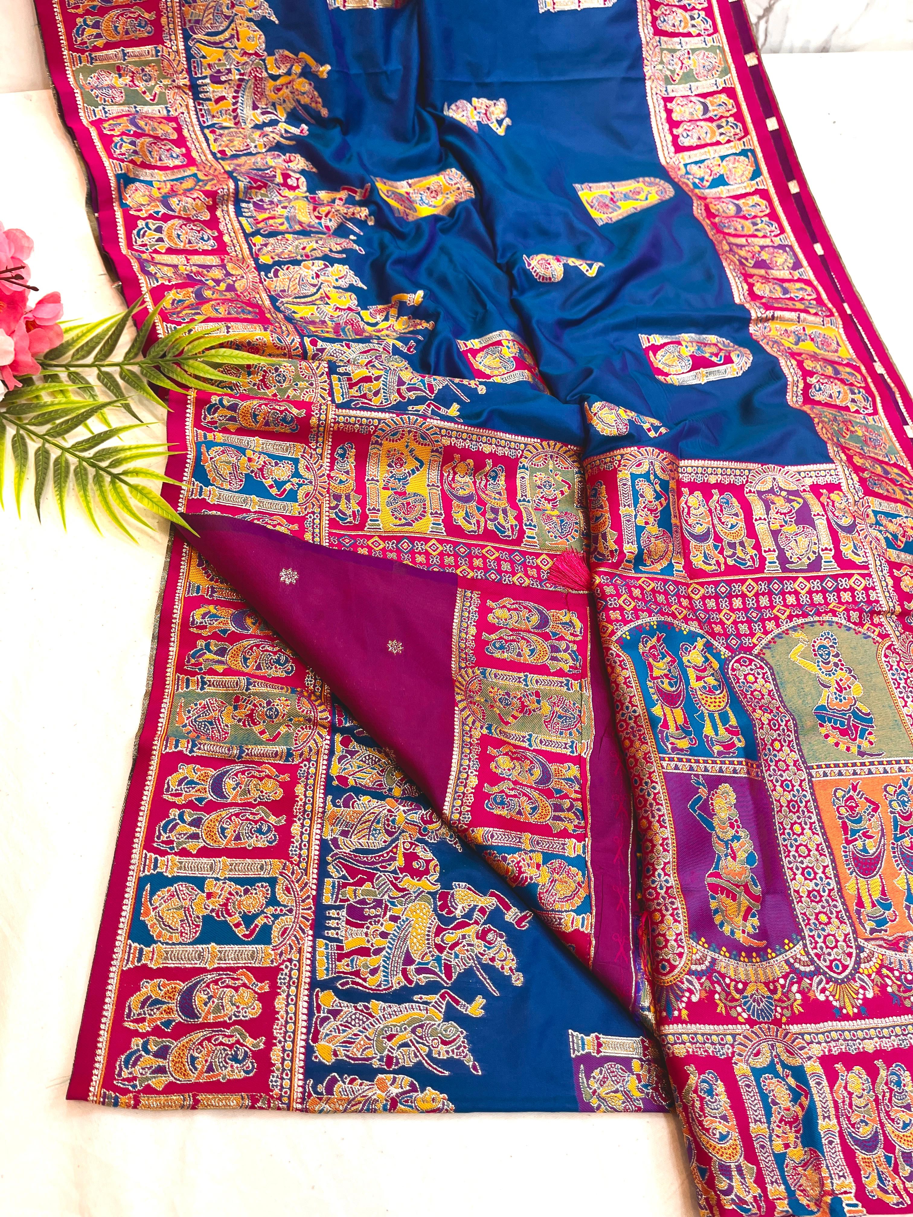 Hand-Painted Silk Saree. 