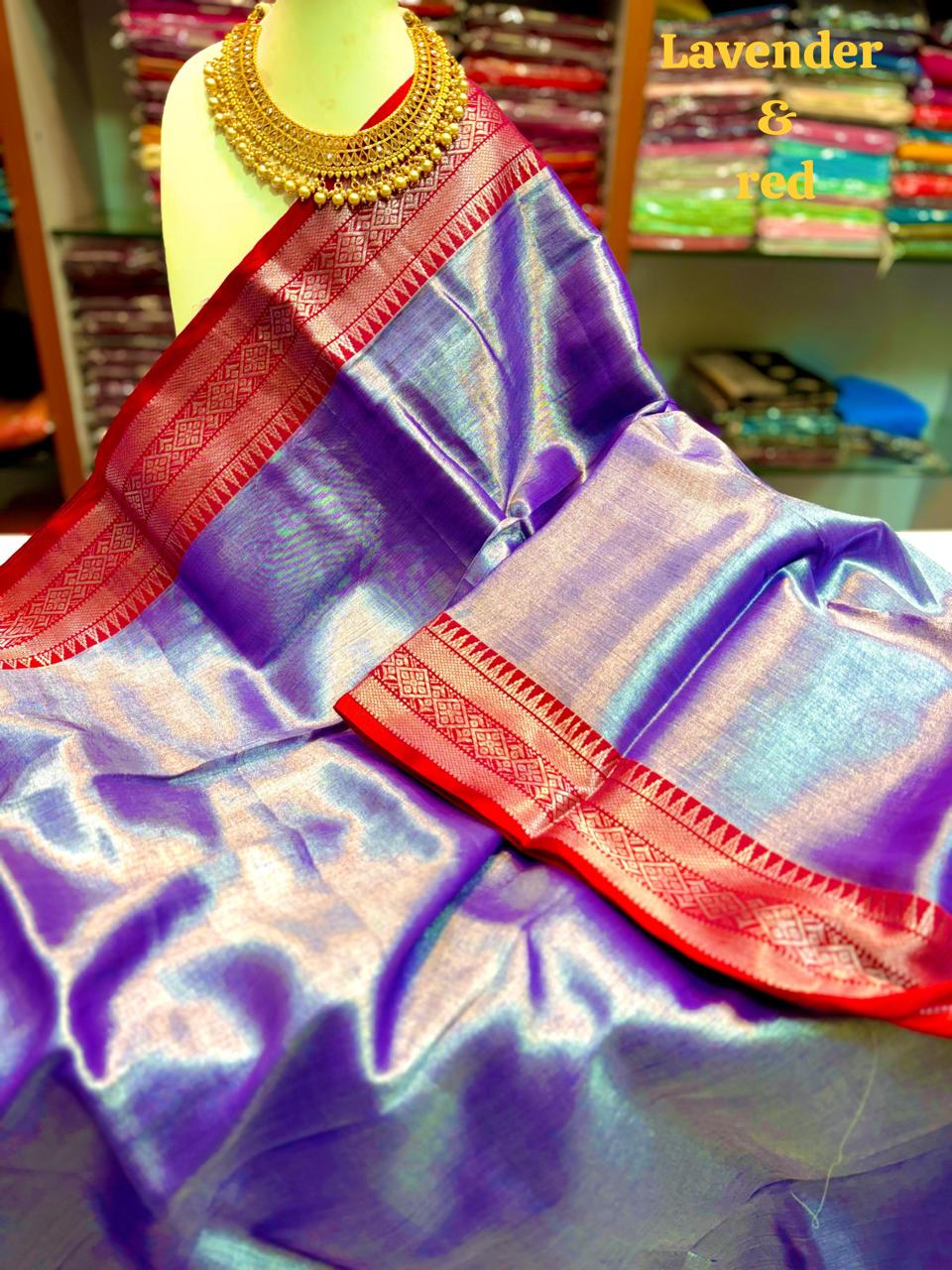 RAGA TISHU SAREE -SOFT MATERIAL-DURGA PUJO COLLECTIONS