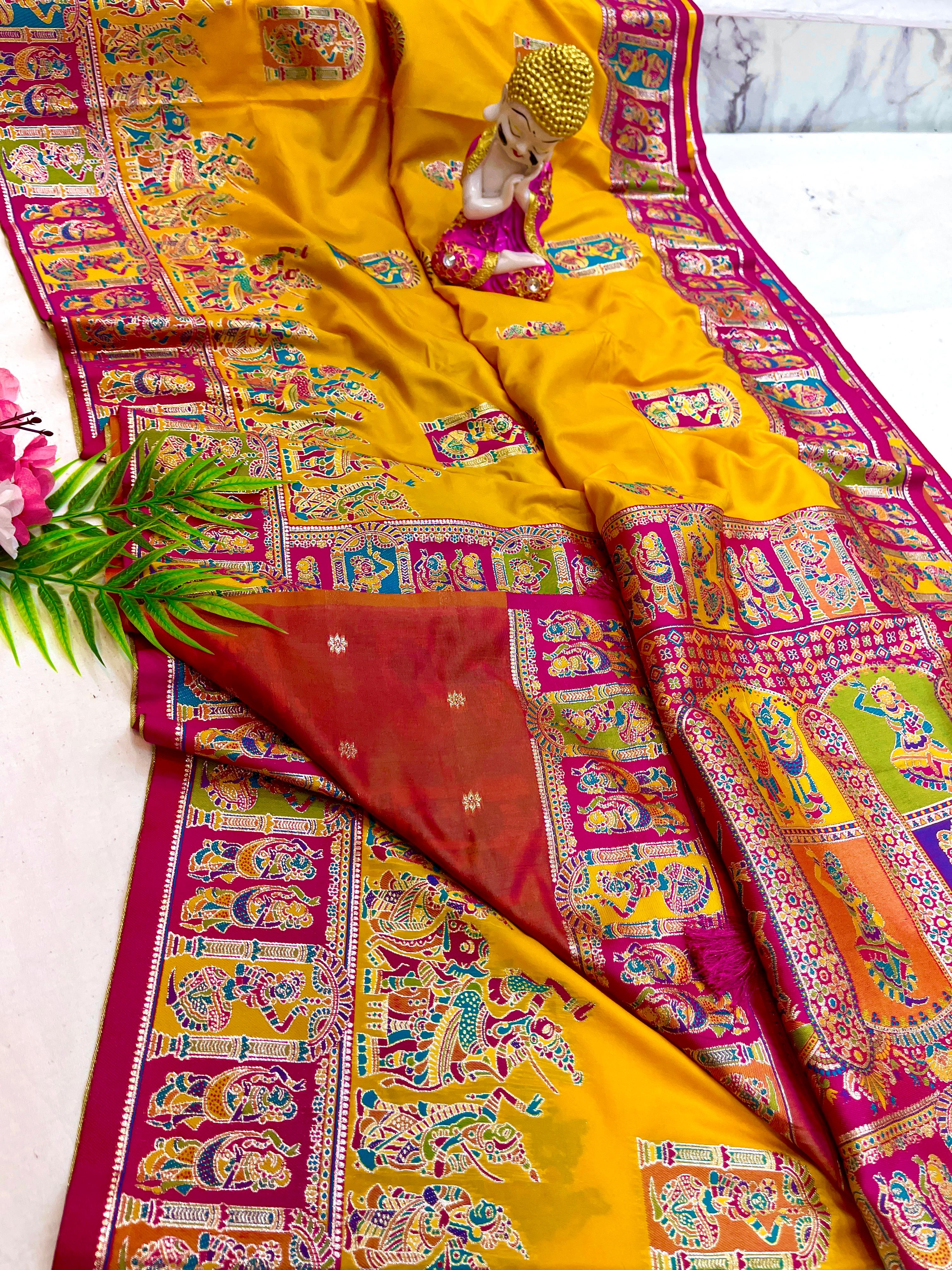 Hand-Painted Silk Saree. 