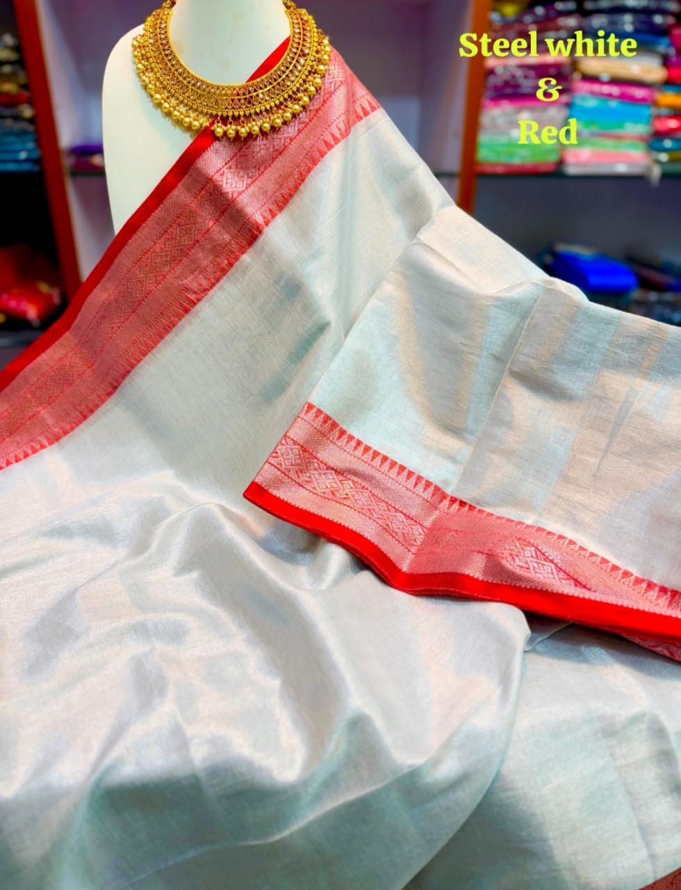 RAGA TISHU SAREE -SOFT MATERIAL-DURGA PUJO COLLECTIONS