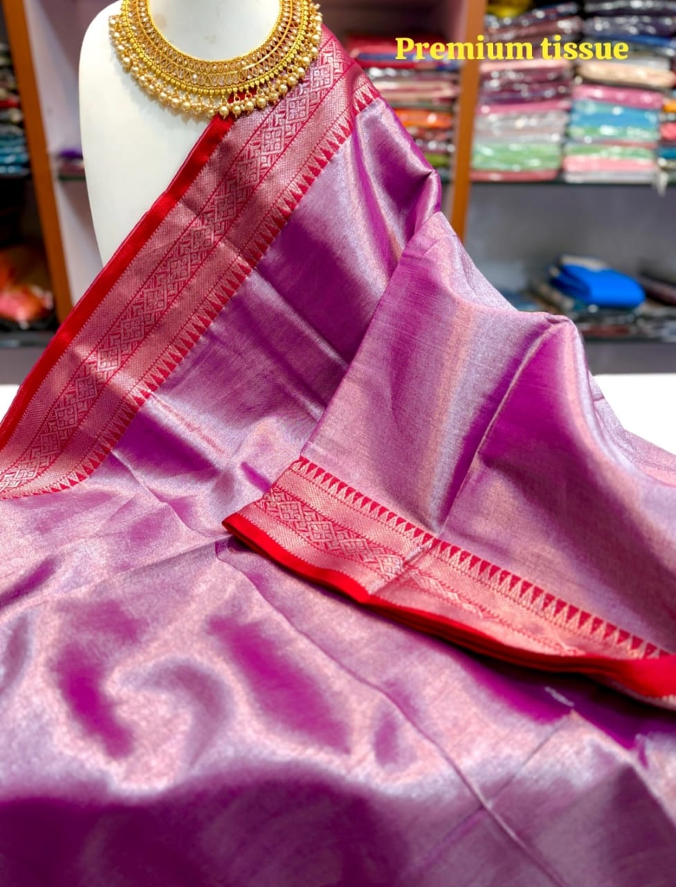 RAGA TISHU SAREE -SOFT MATERIAL-DURGA PUJO COLLECTIONS