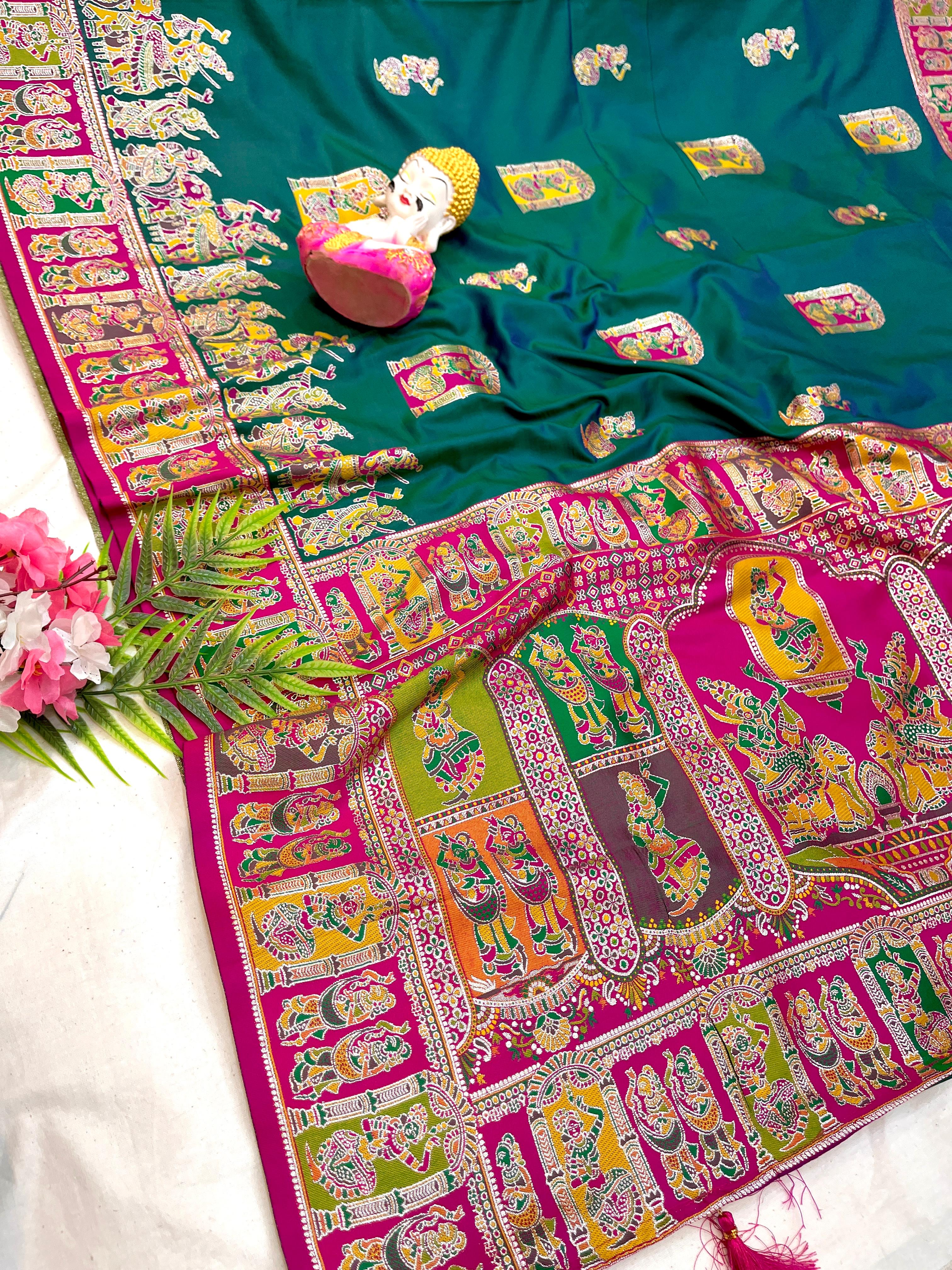 Hand-Painted Silk Saree. 
