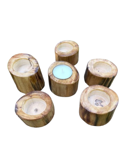 Ръчноизработени свещници от дърво- комплект