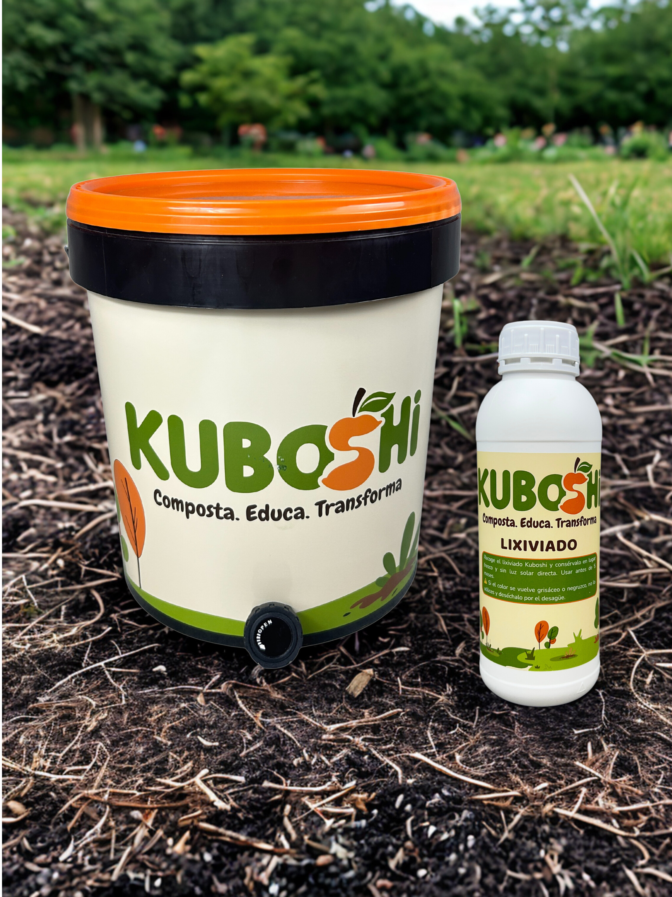 Botella de 1 L con tapón desgasificador para Lixiviado Kuboshi