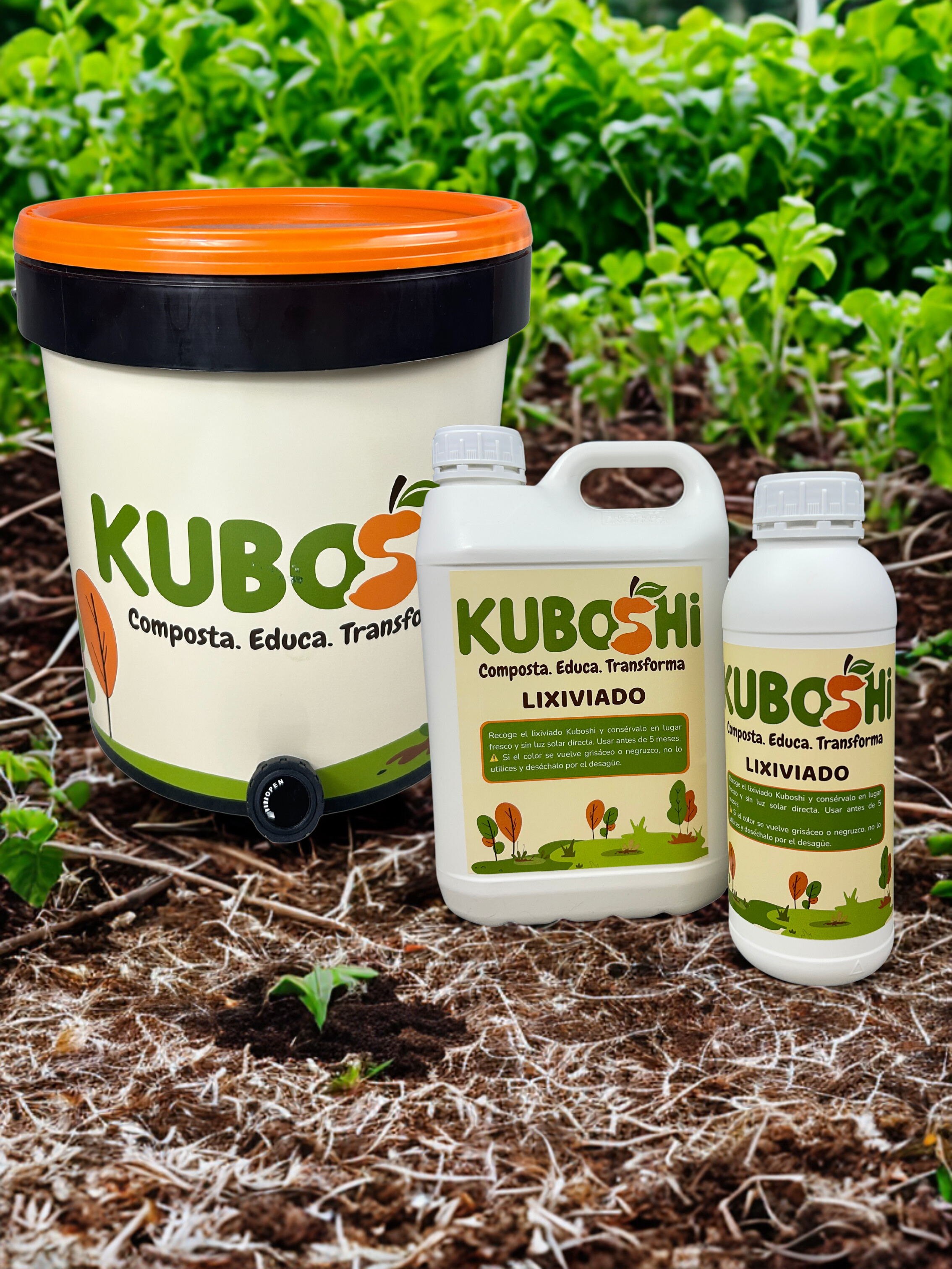 Botella de 1 L con tapón desgasificador para Lixiviado Kuboshi