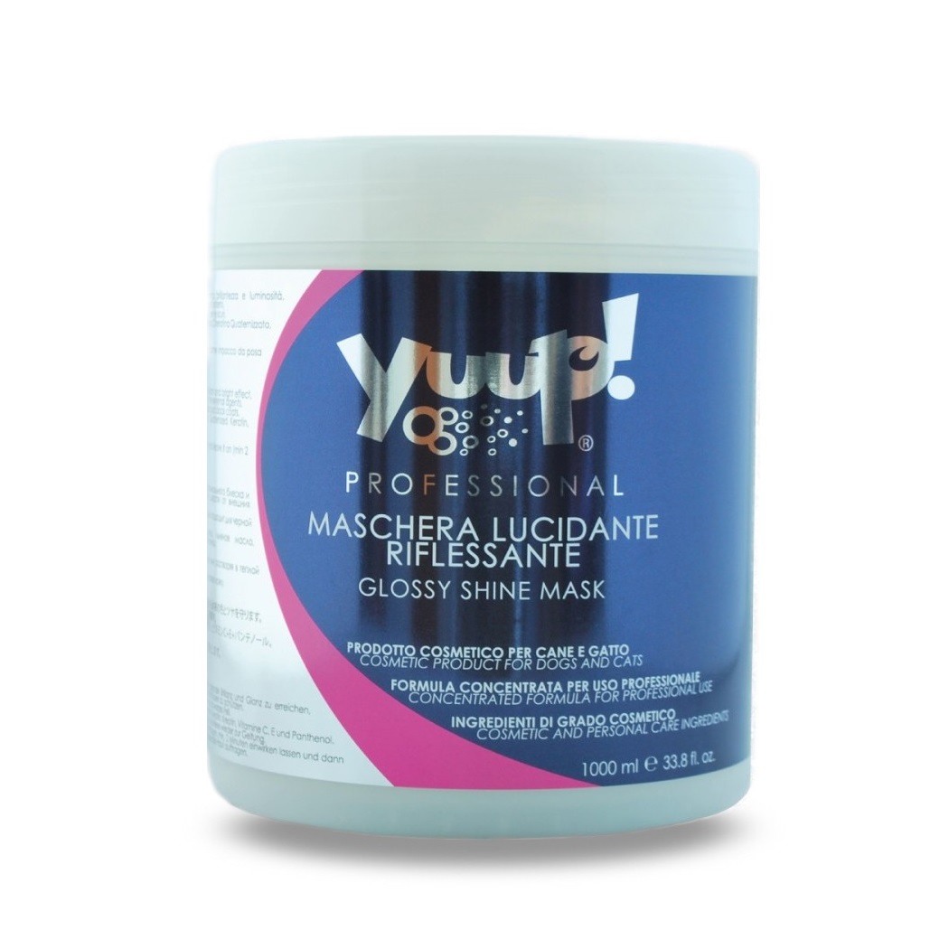Yuup! Professional Glossy Shine Mask -kaukė šunims ir katėms drėkina ir apsaugo kailio spalvą.