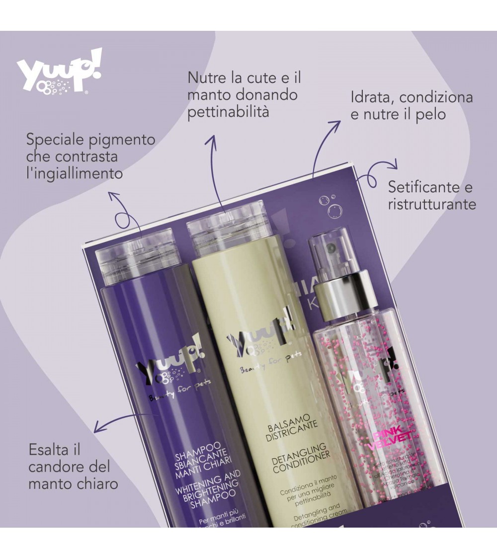 Yuup White Coats Kit - baltakailių šunų kosmetikos rinkinys.