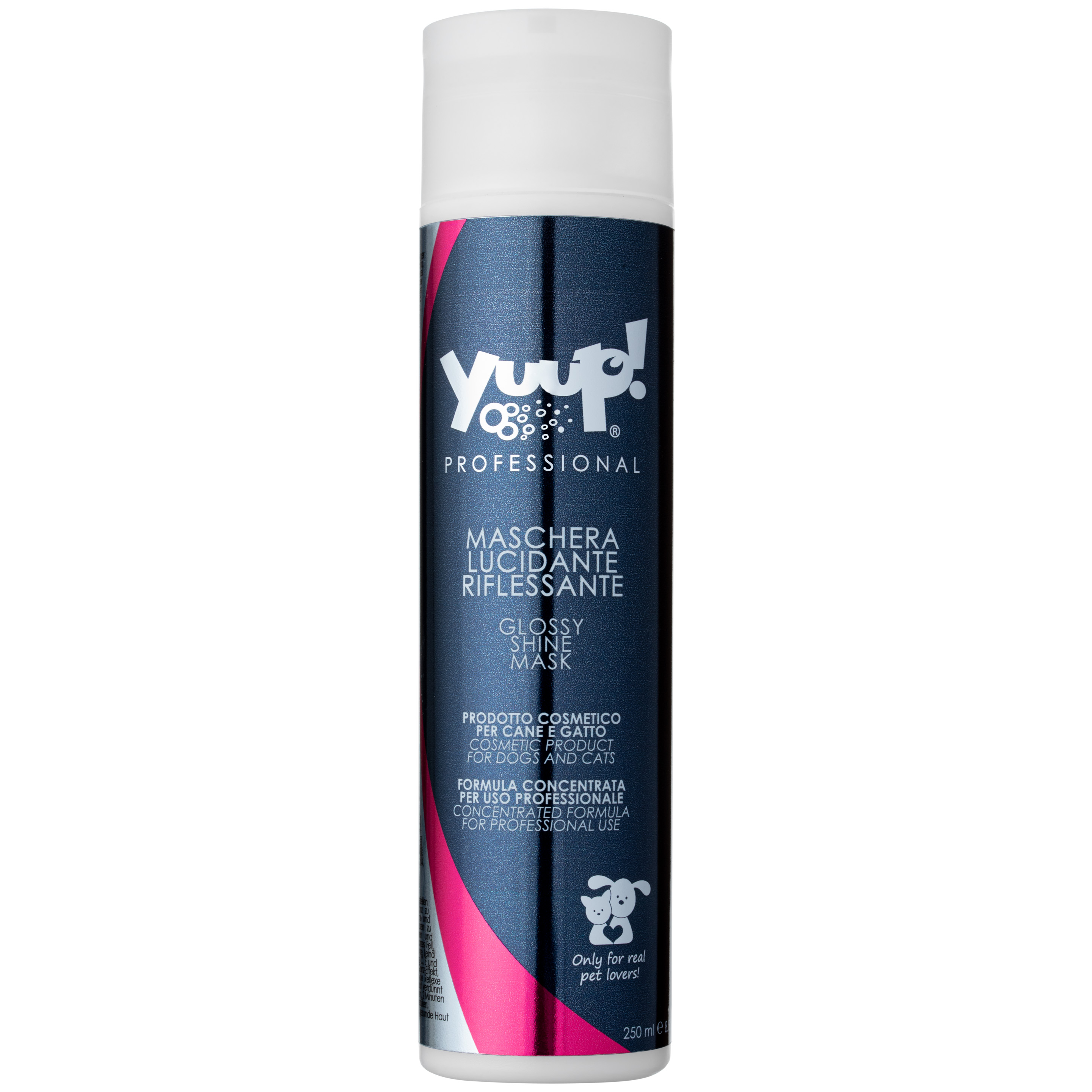 Yuup! Professional Glossy Shine Mask -kaukė šunims ir katėms drėkina ir apsaugo kailio spalvą.